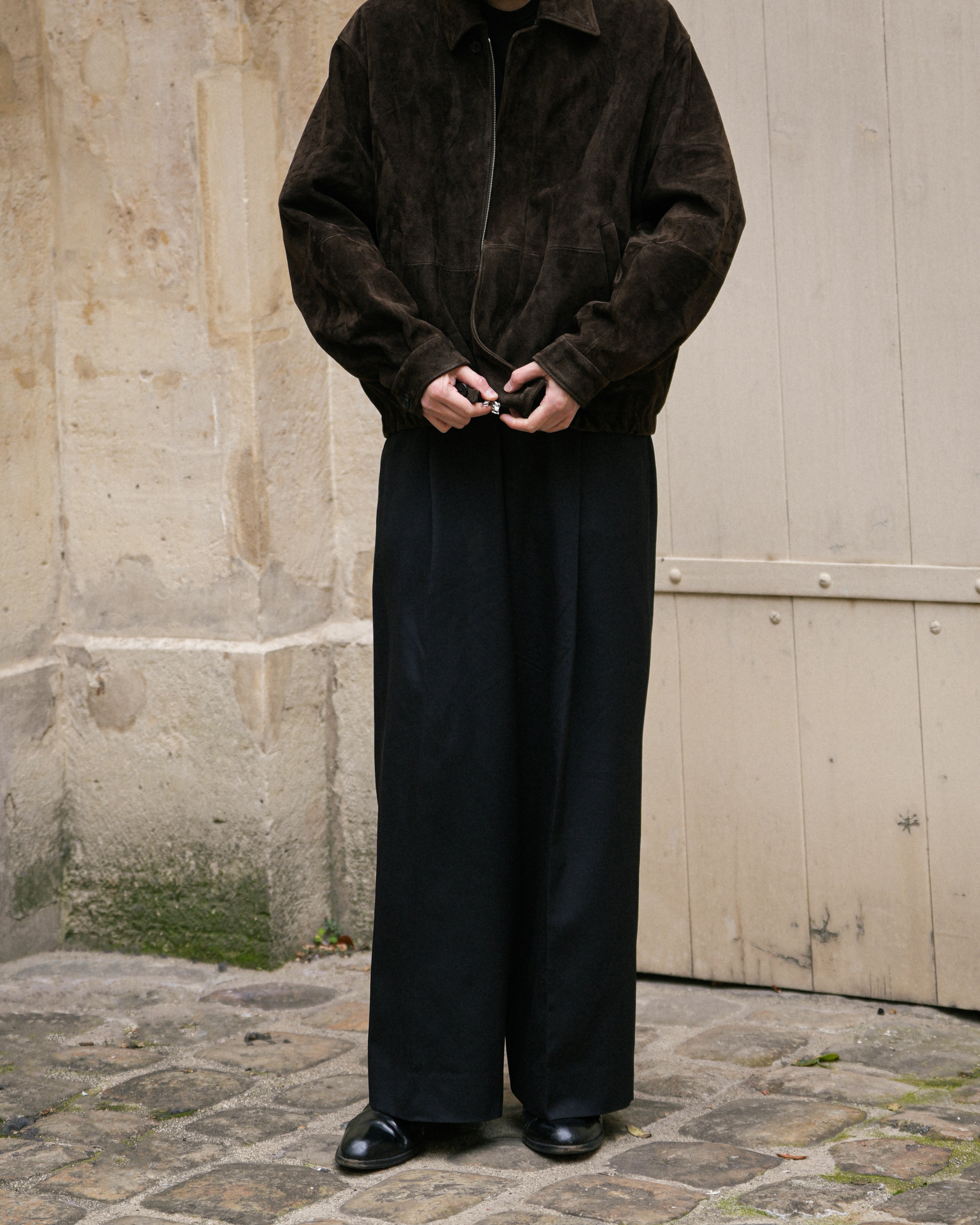 BROWN GOAT SUEDE ZIP JACKET