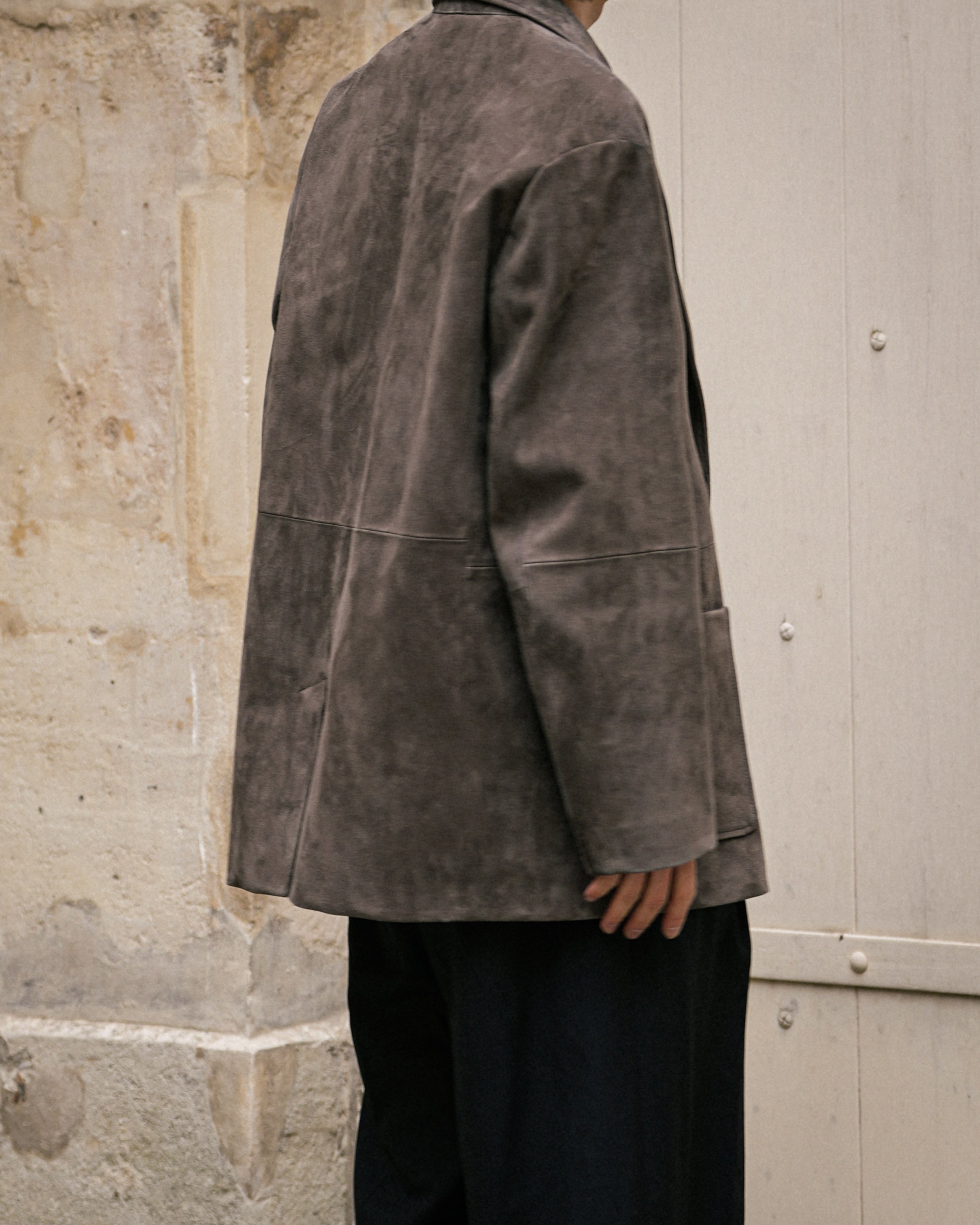 OLIVE GOAT SUEDE BLAZER