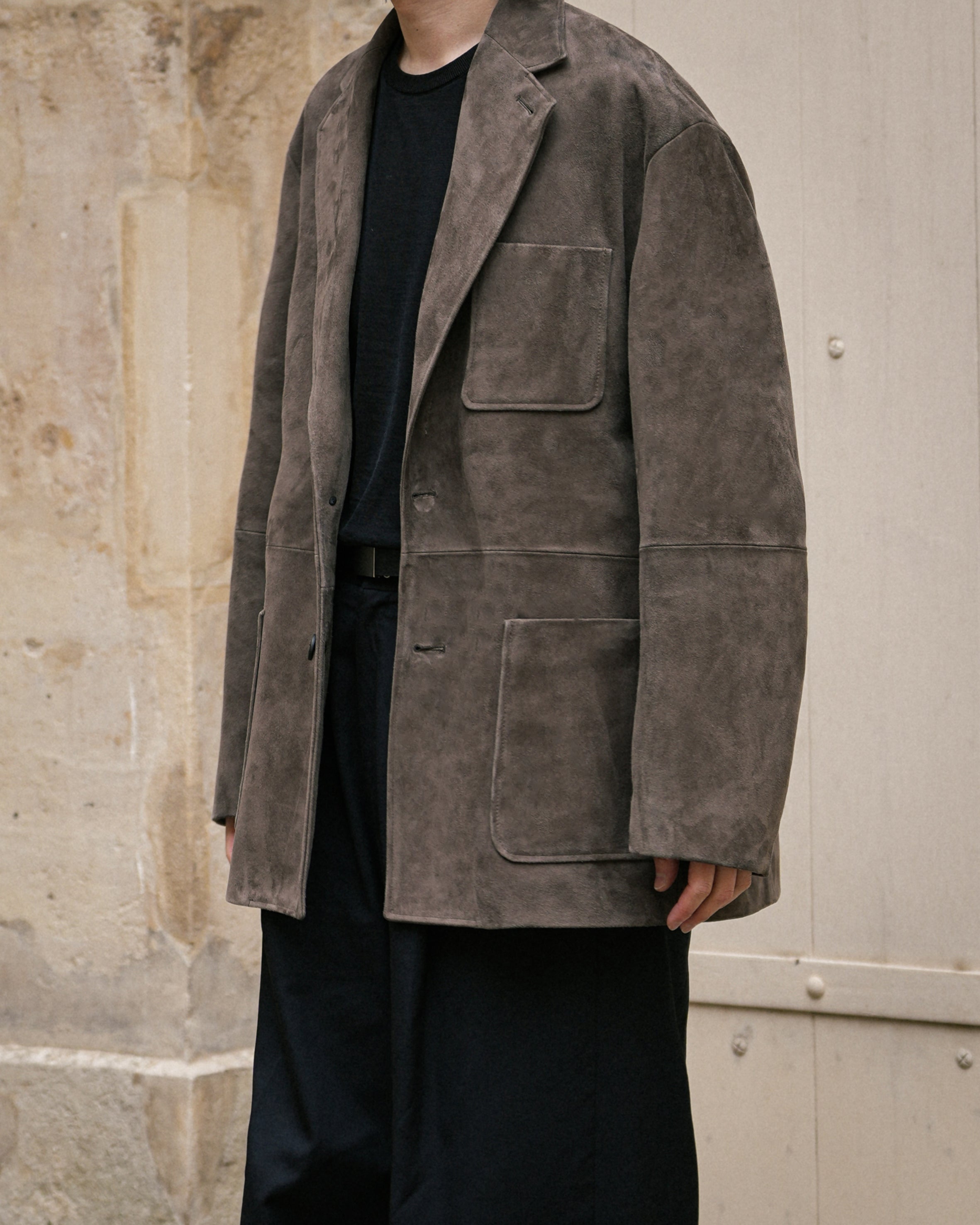 OLIVE GOAT SUEDE BLAZER
