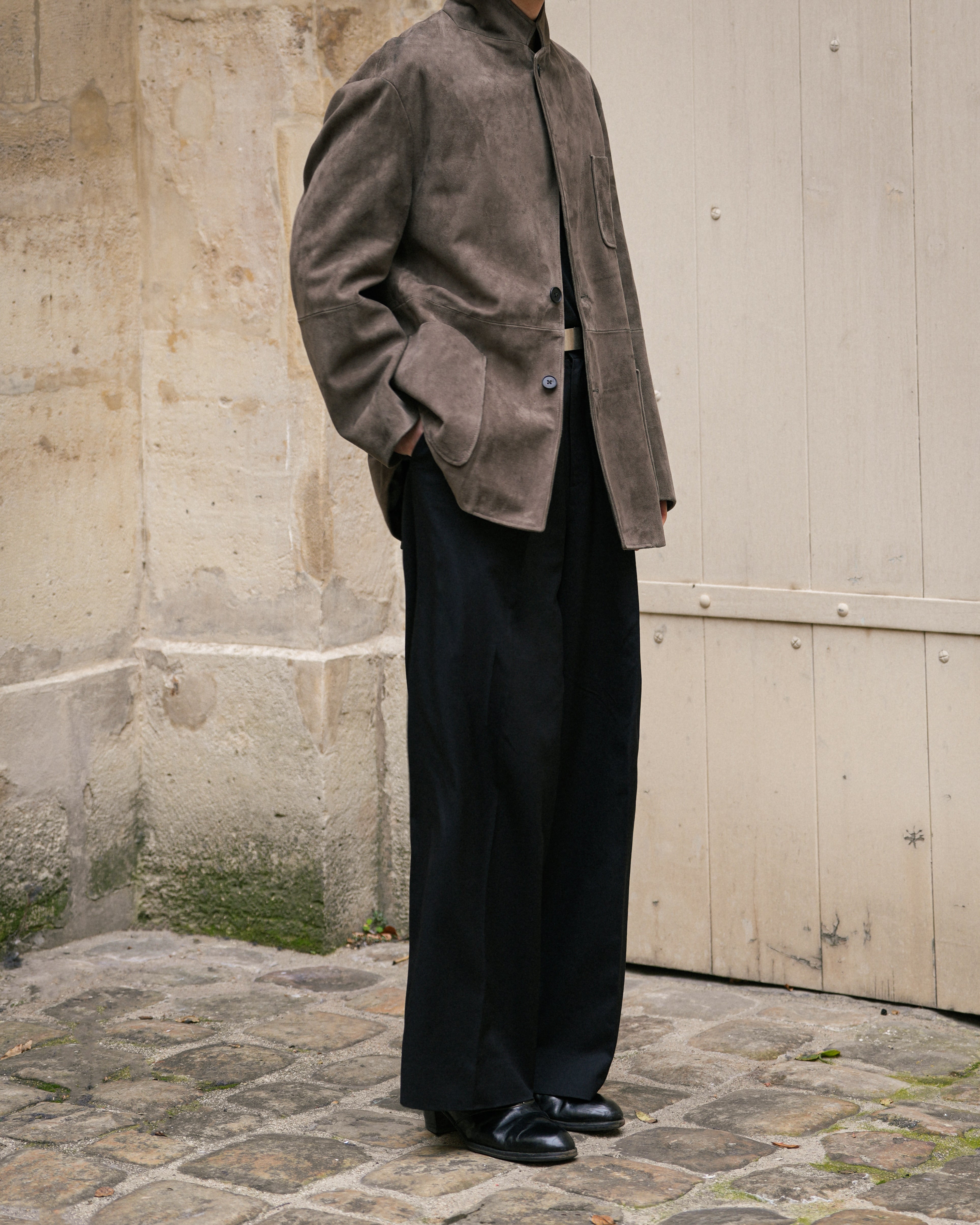OLIVE GOAT SUEDE BLAZER