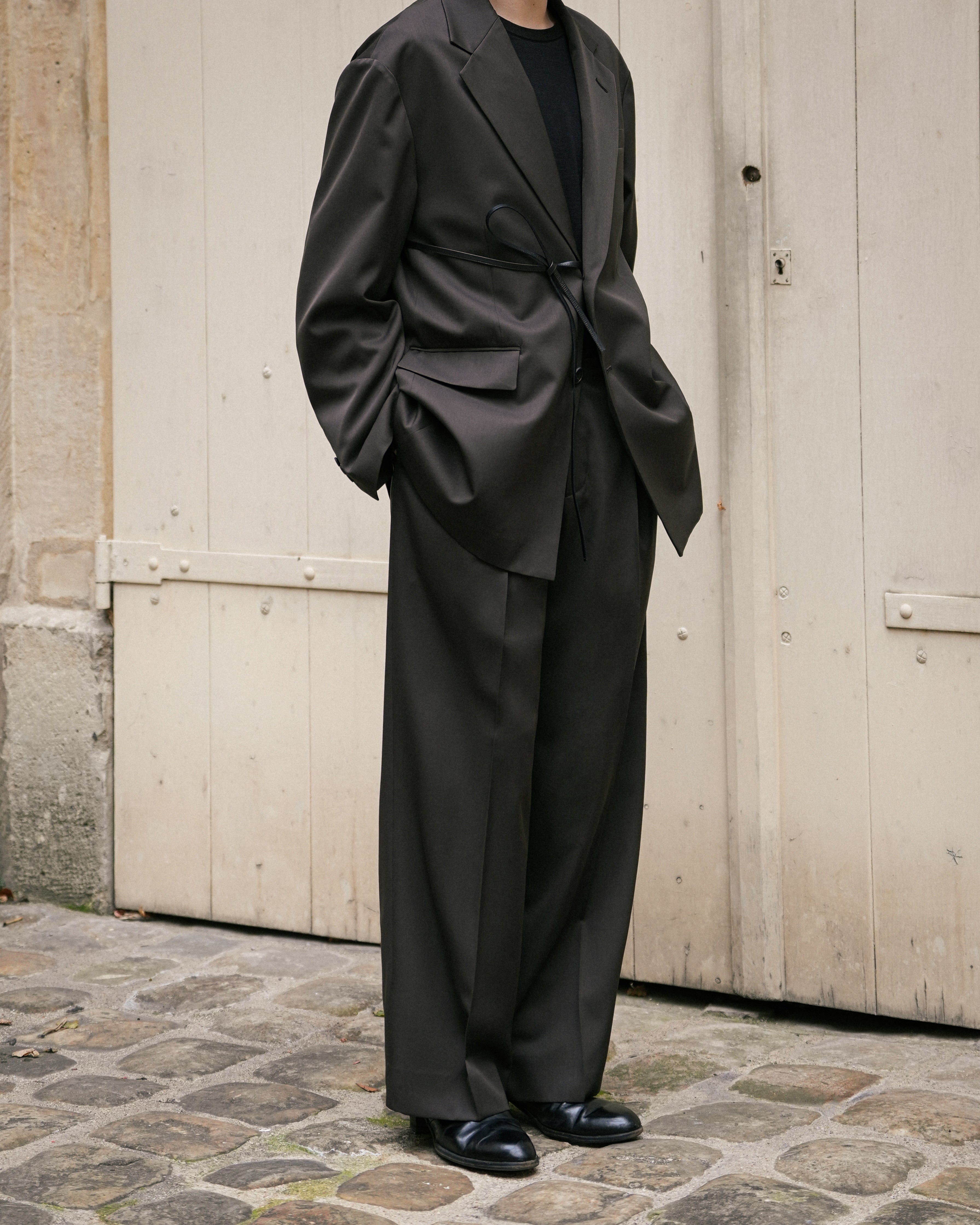 GREY KHAKI OVERSIZED SINGLE BREASTED LONG JACKET