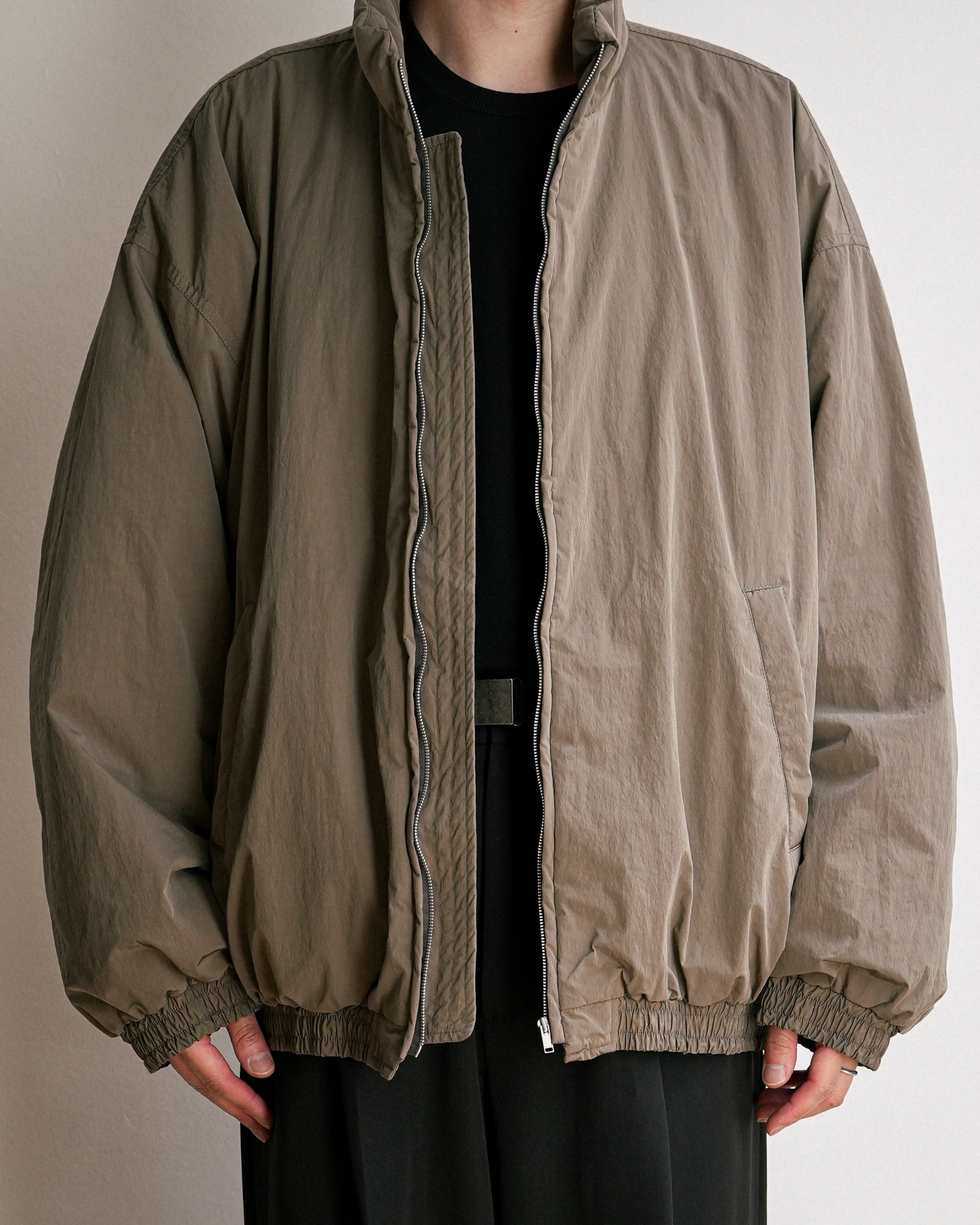 TAUPE WINDPROOF NYLON PADDED JACKET