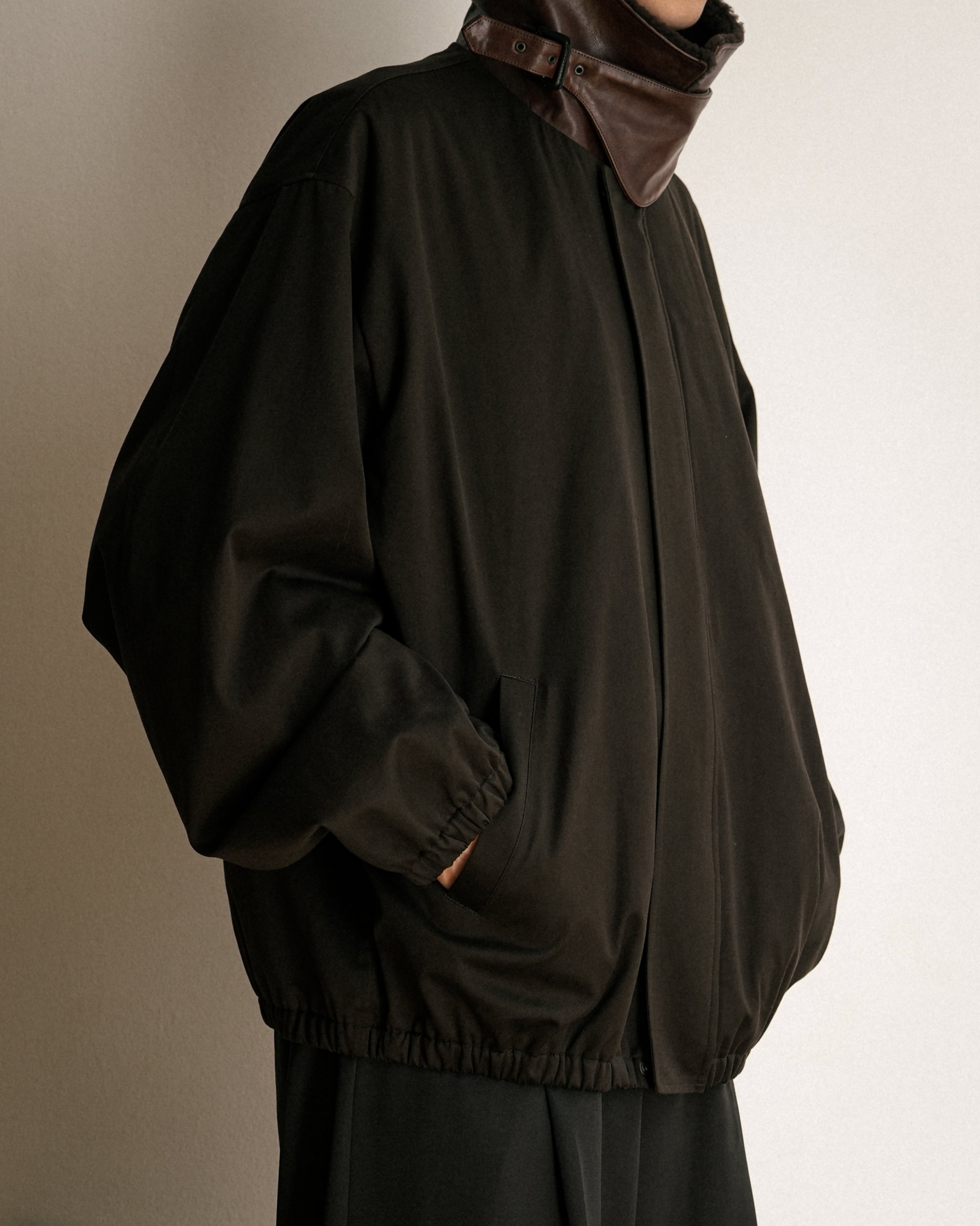 DARK BROWN MOUTON COLLAR PADDED JACKET