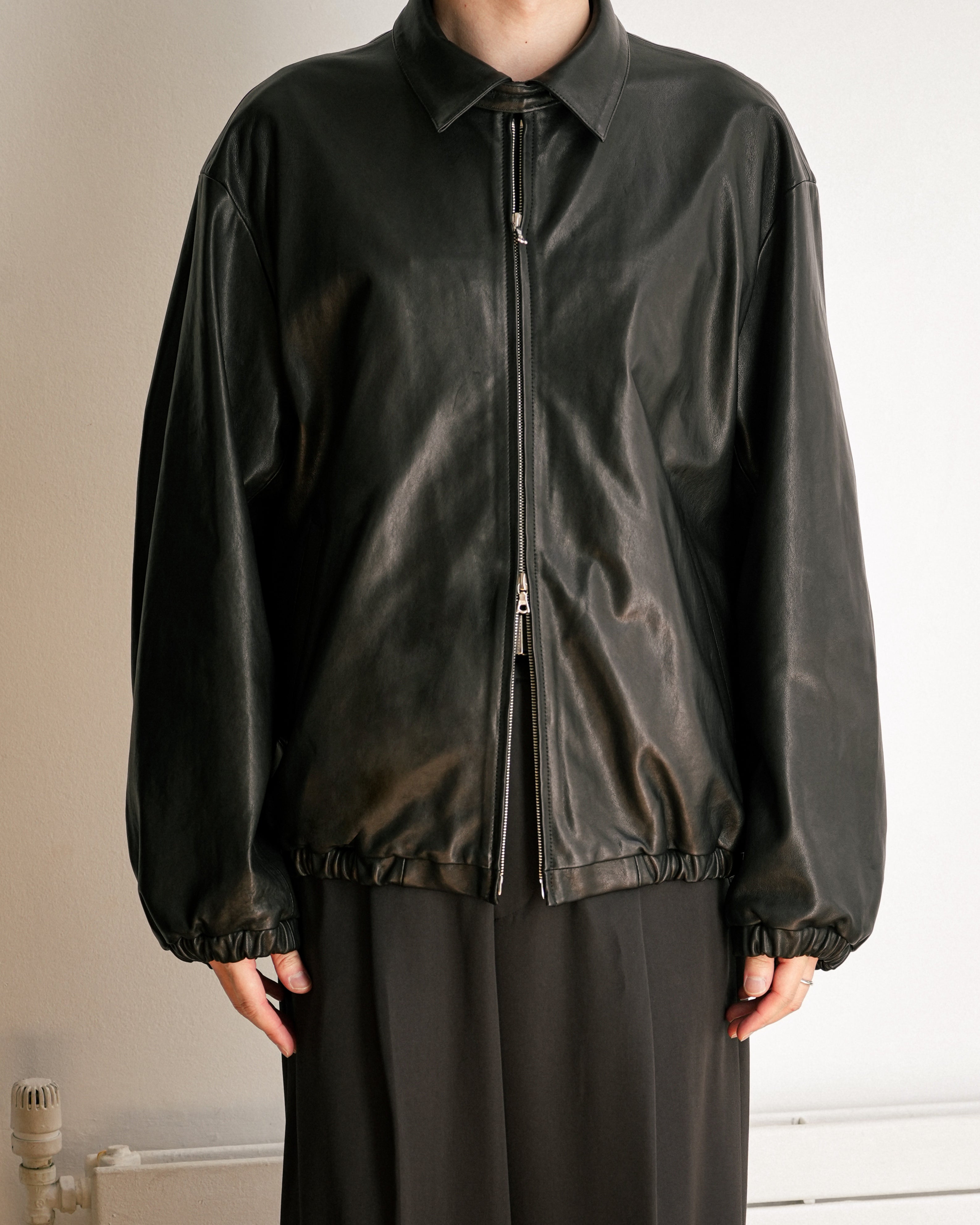 BLACK LAMBS LEATHER LIGHT ZIP JACKET