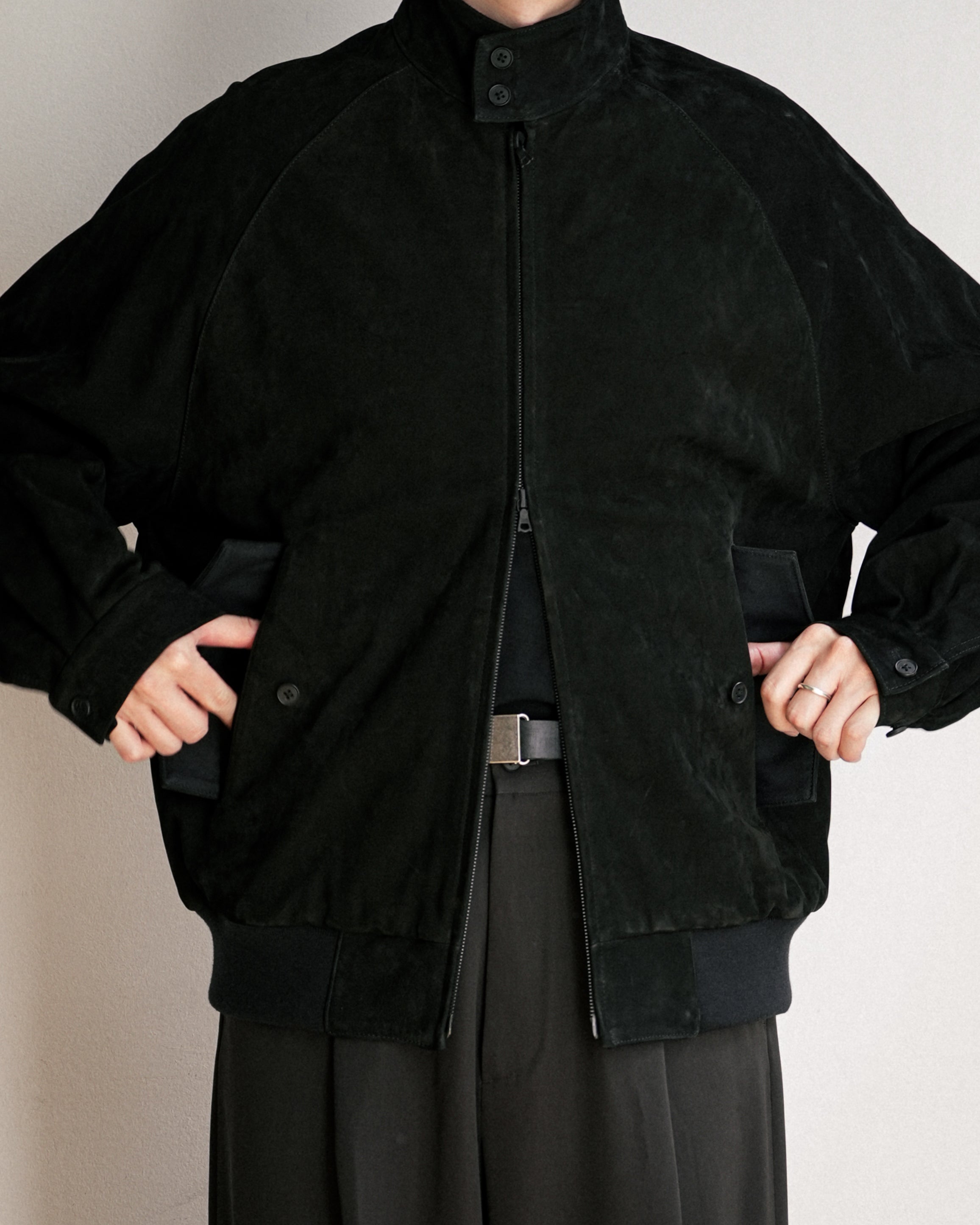 BLACK COW NUBUCK SWING TOP JACKET