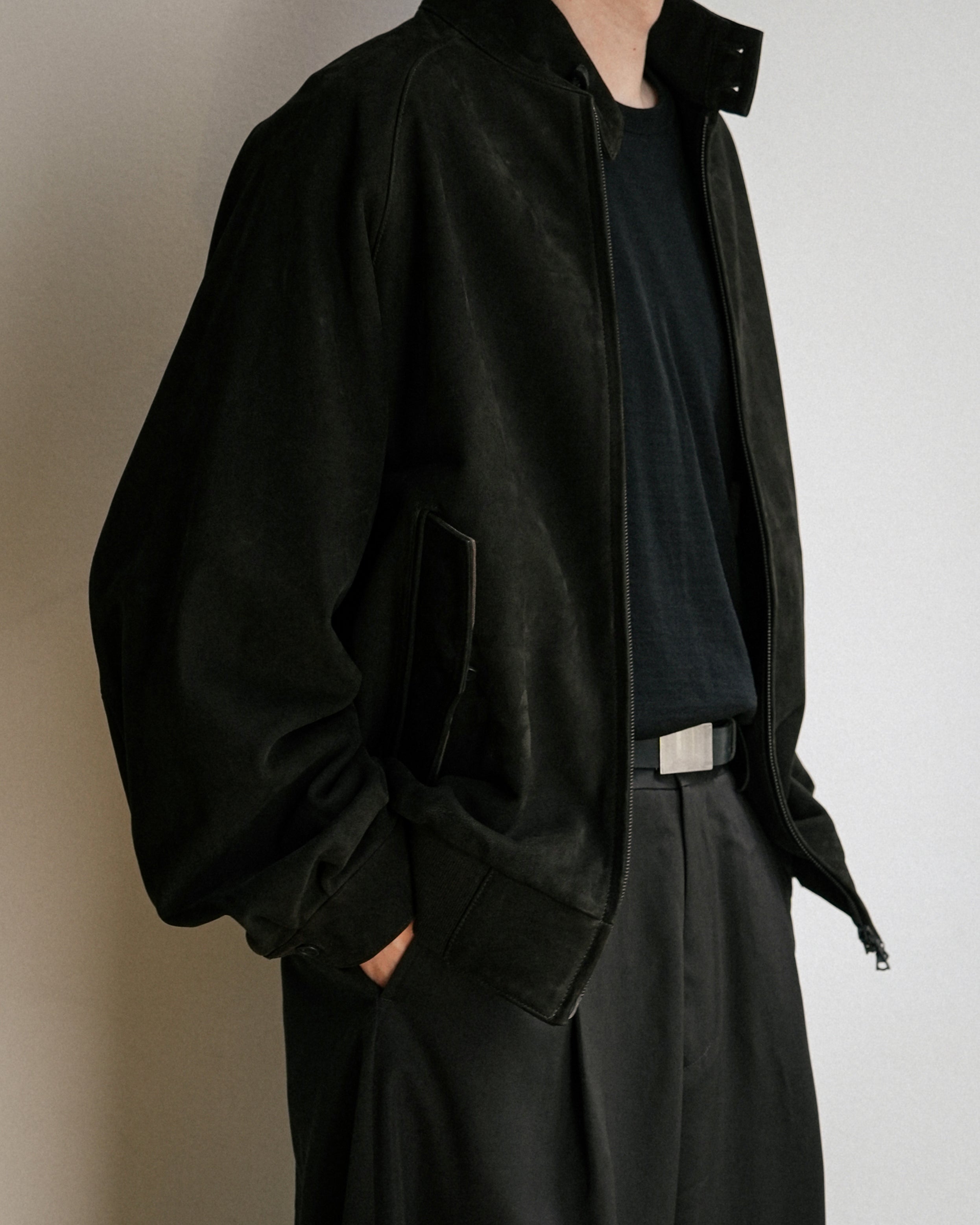 BLACK COW NUBUCK SWING TOP JACKET