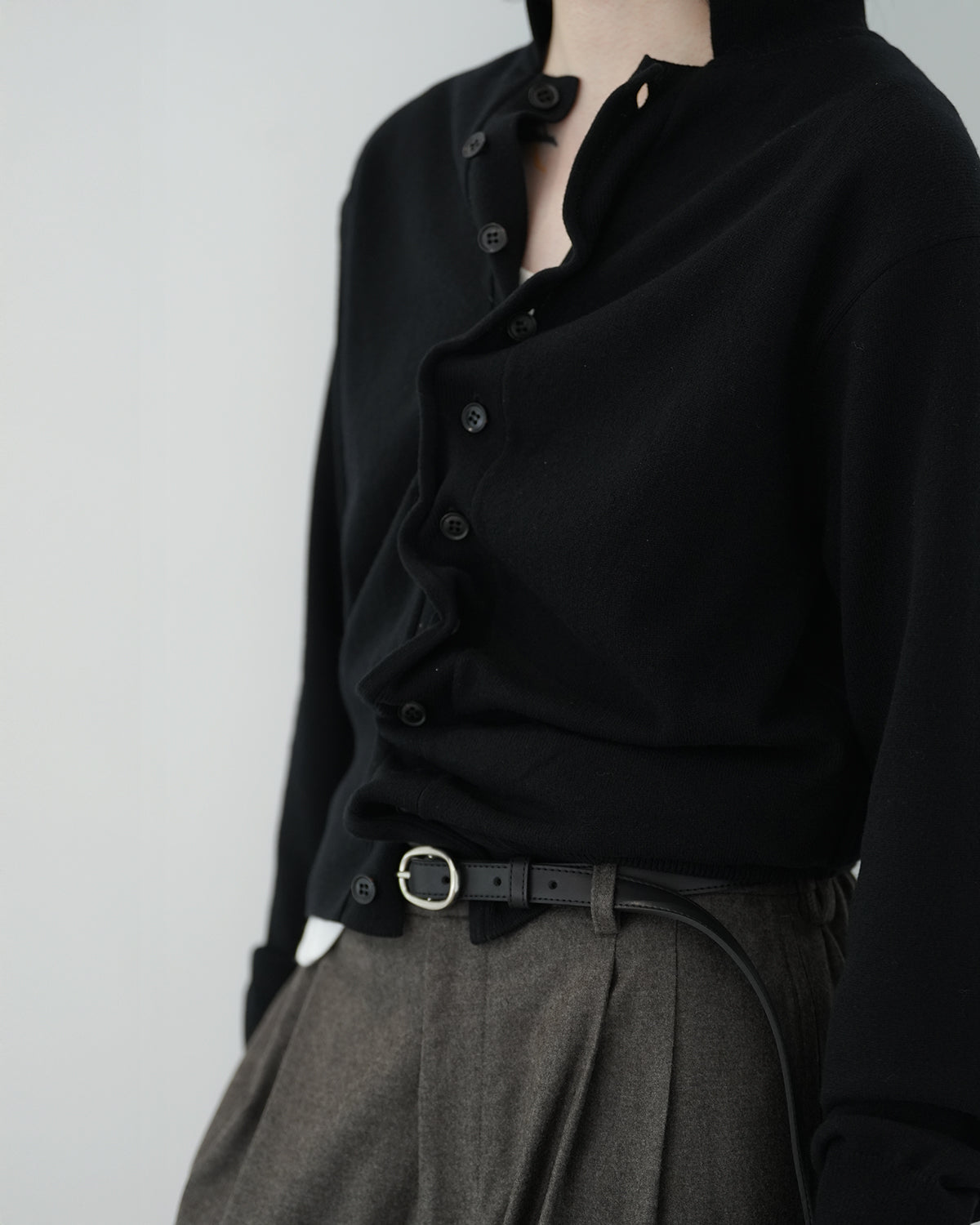 BLACK SCULPTURAL WIRED KNIT SHIRT