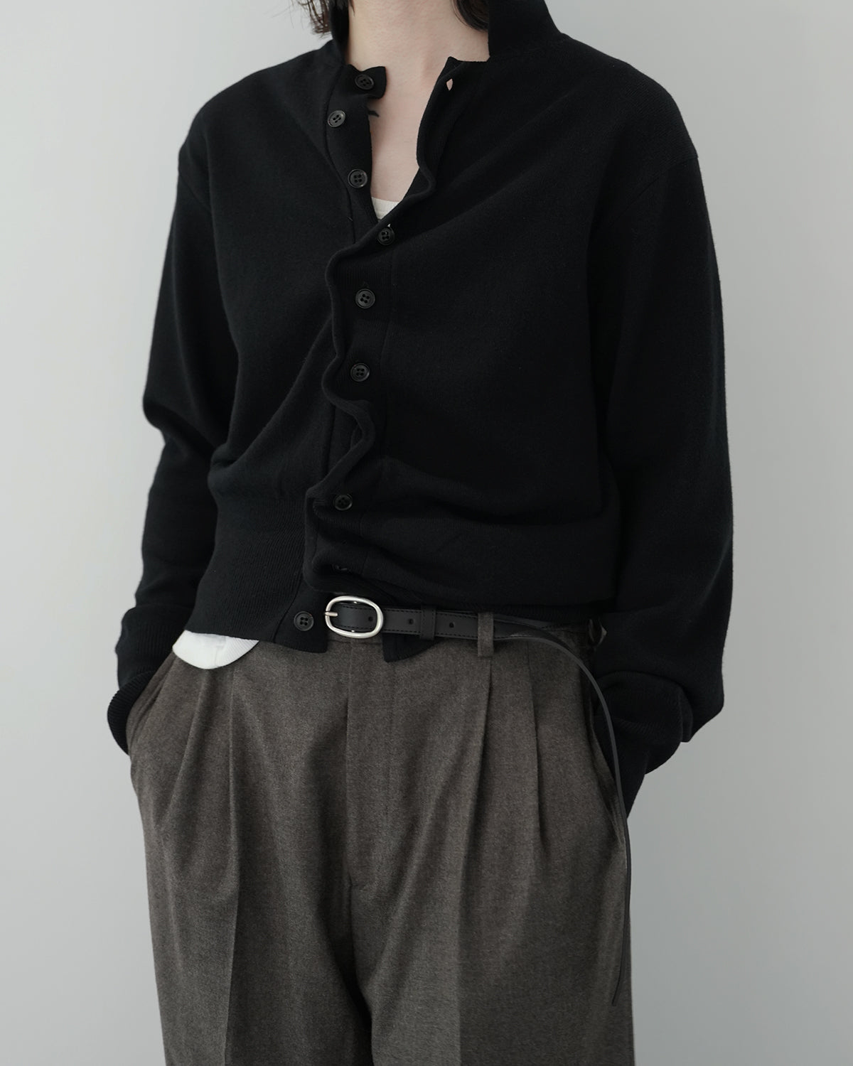 BLACK SCULPTURAL WIRED KNIT SHIRT