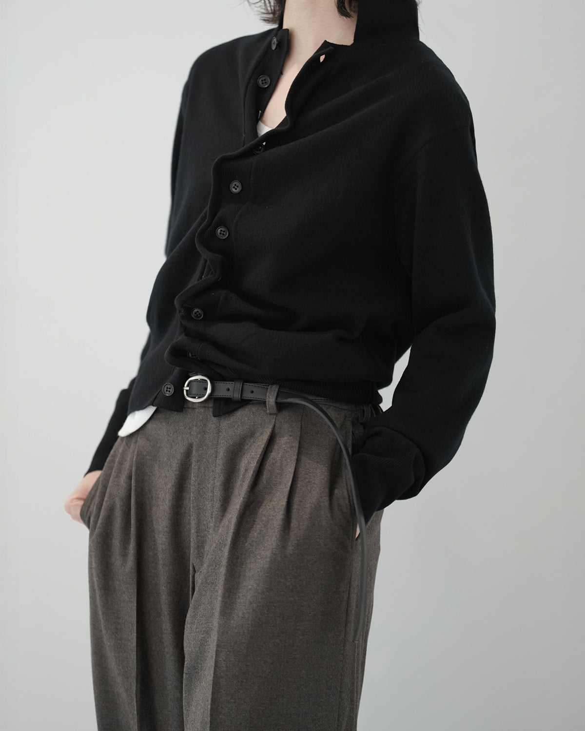 BLACK SCULPTURAL WIRED KNIT SHIRT
