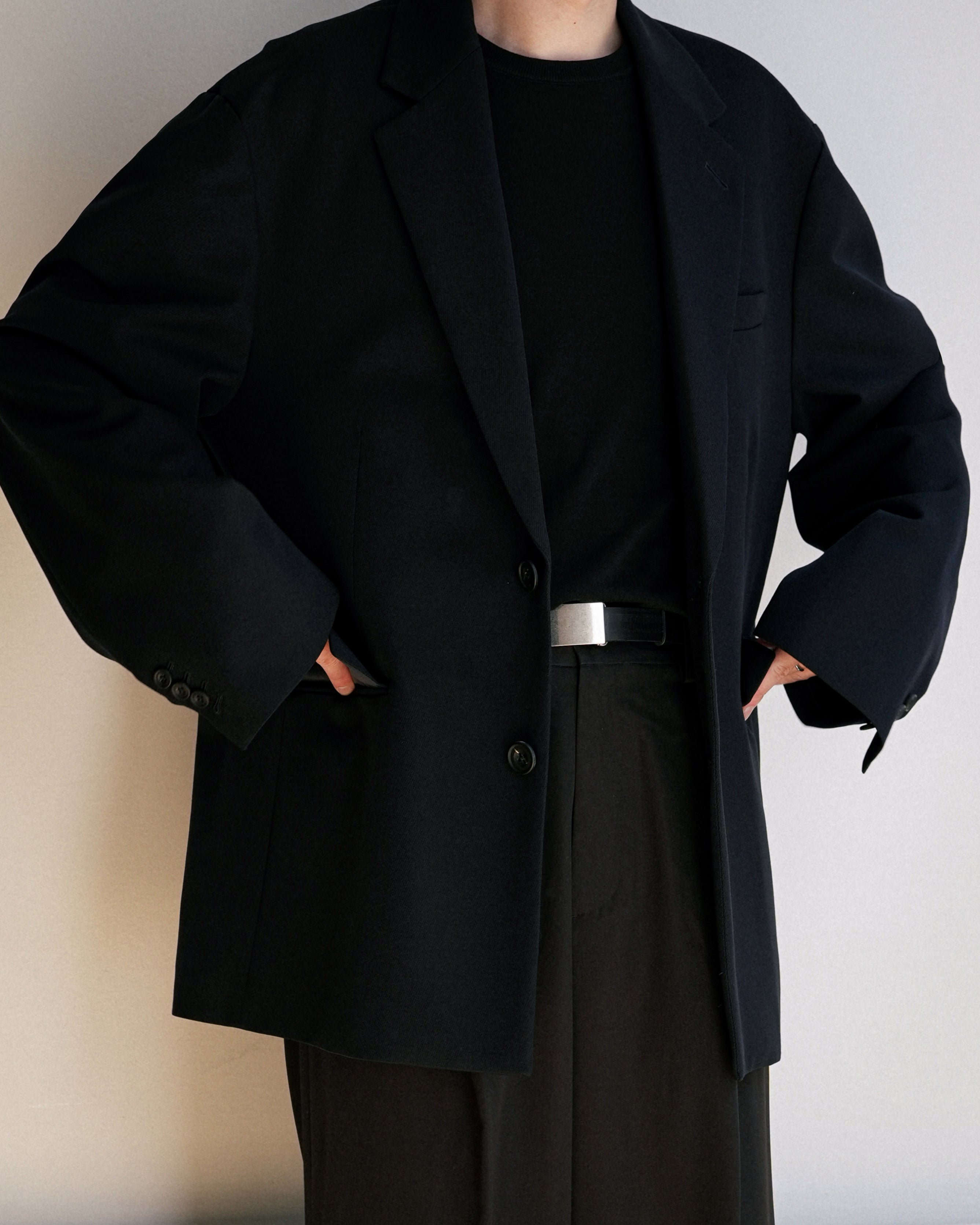 BLACK OVERSIZED SINGLE BREASTED JACKET