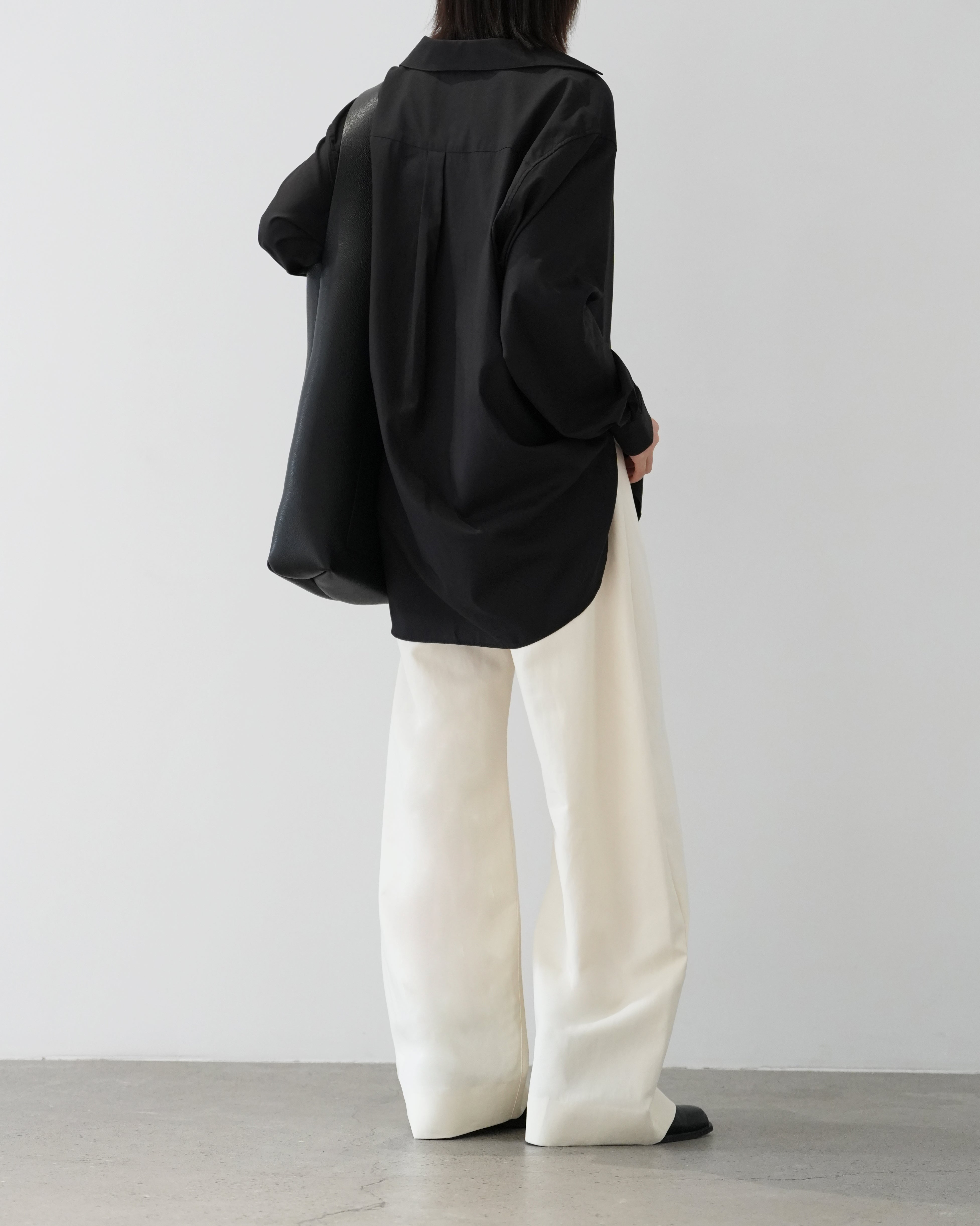 BLACK PIMA COTTON OVERSIZED SKIPPER SHIRT