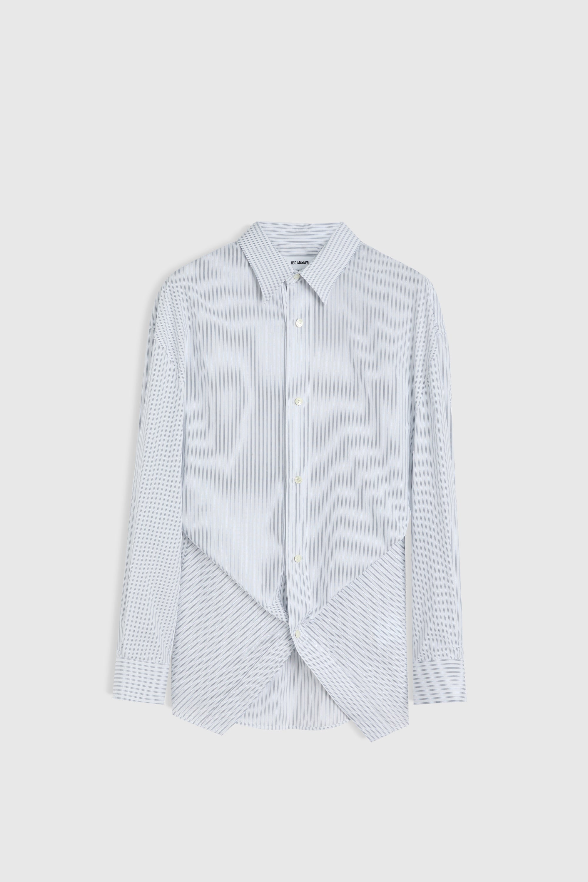 WHITE GRAY PIN STRIPED COTTON SHIRT