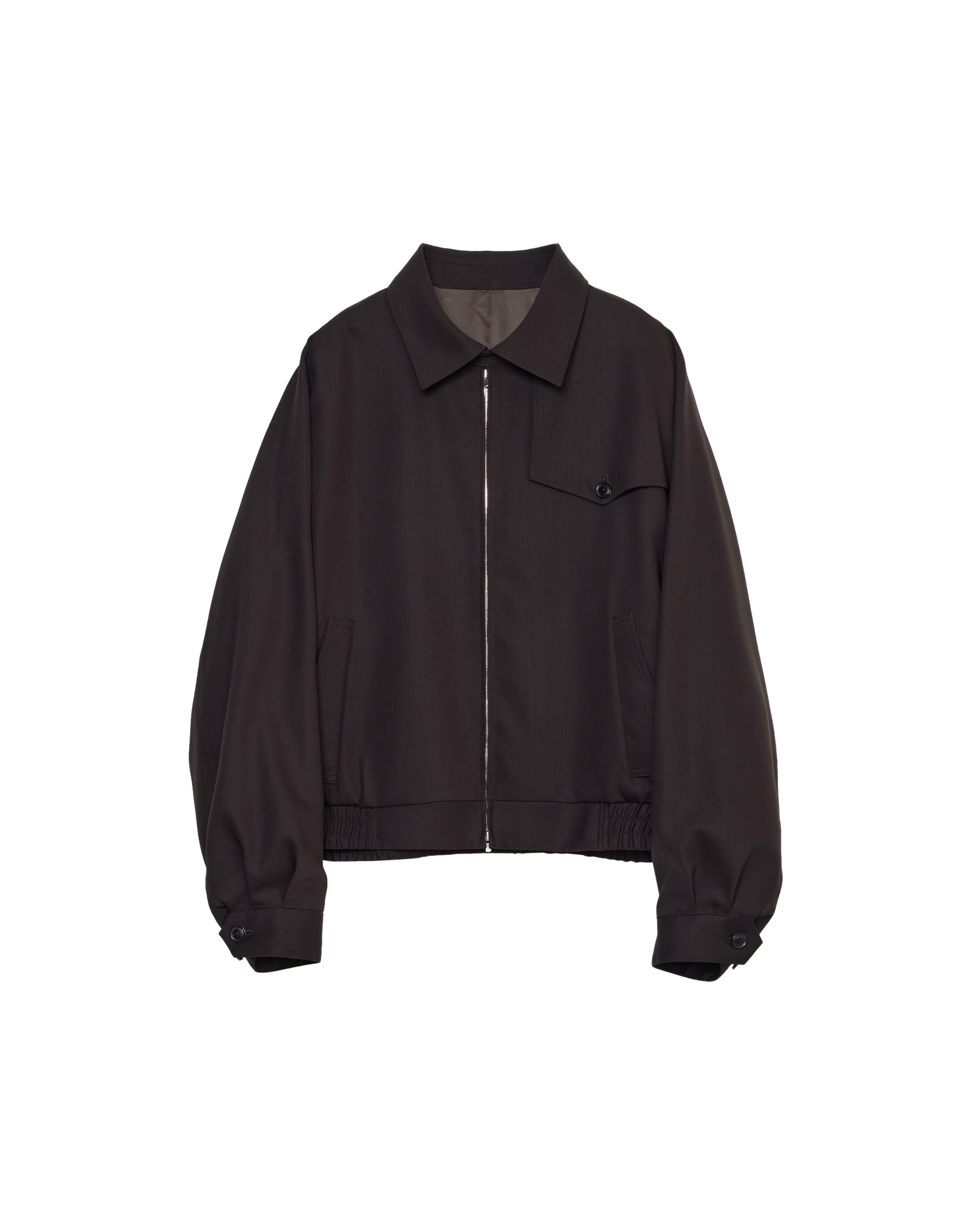 DARK BROWN GUNFLAP ZIP BLOUSON