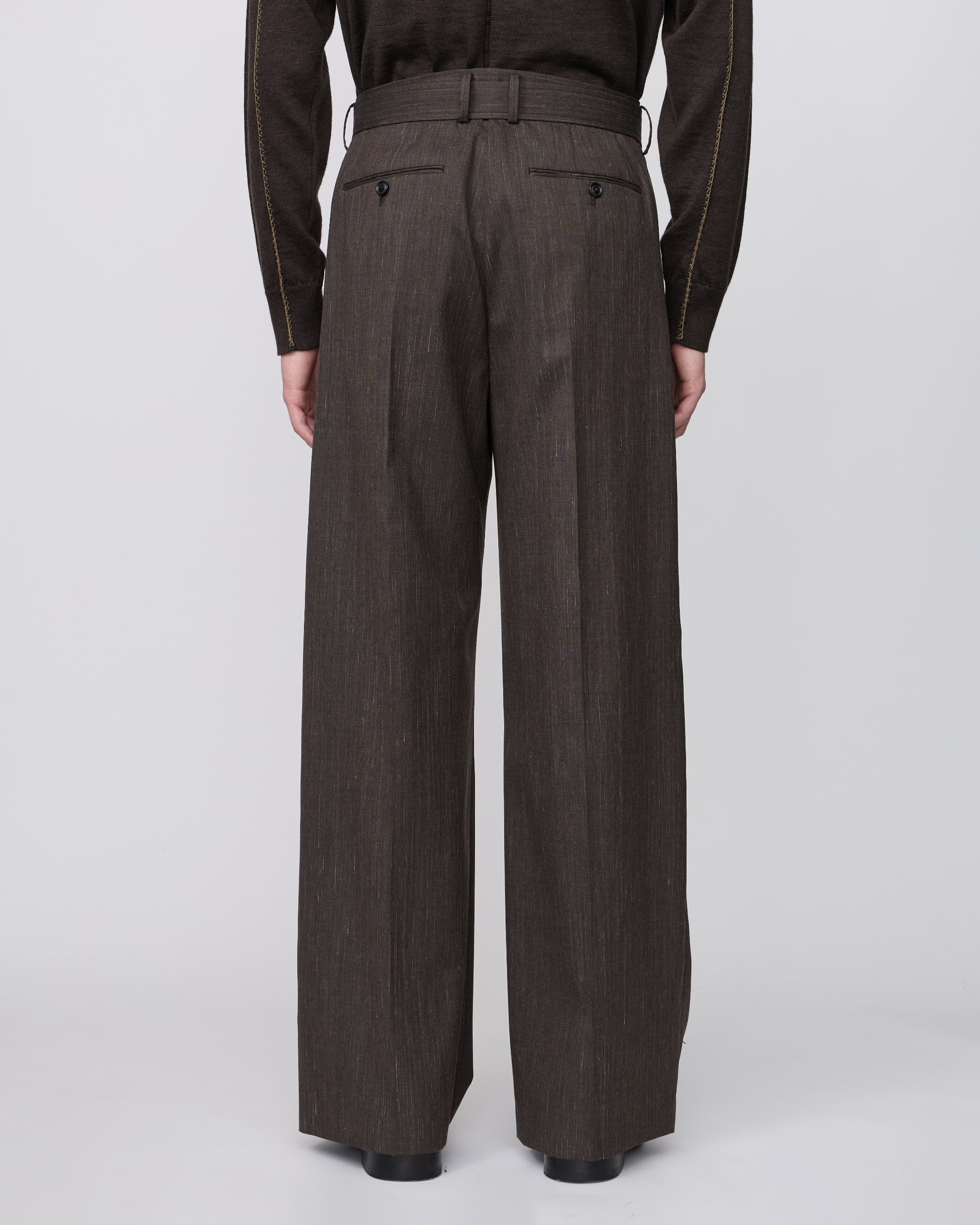 BROWN BELTED BAGGY TROUSERS