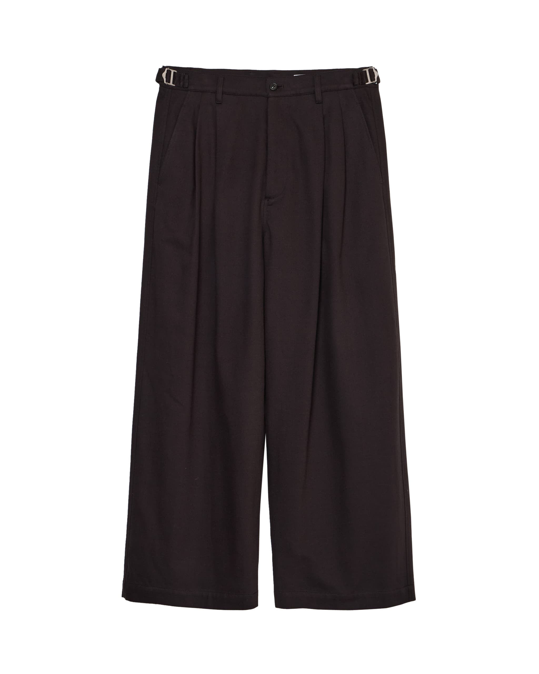 DARK BROWN TWO TUCKS BAGGY PANTS