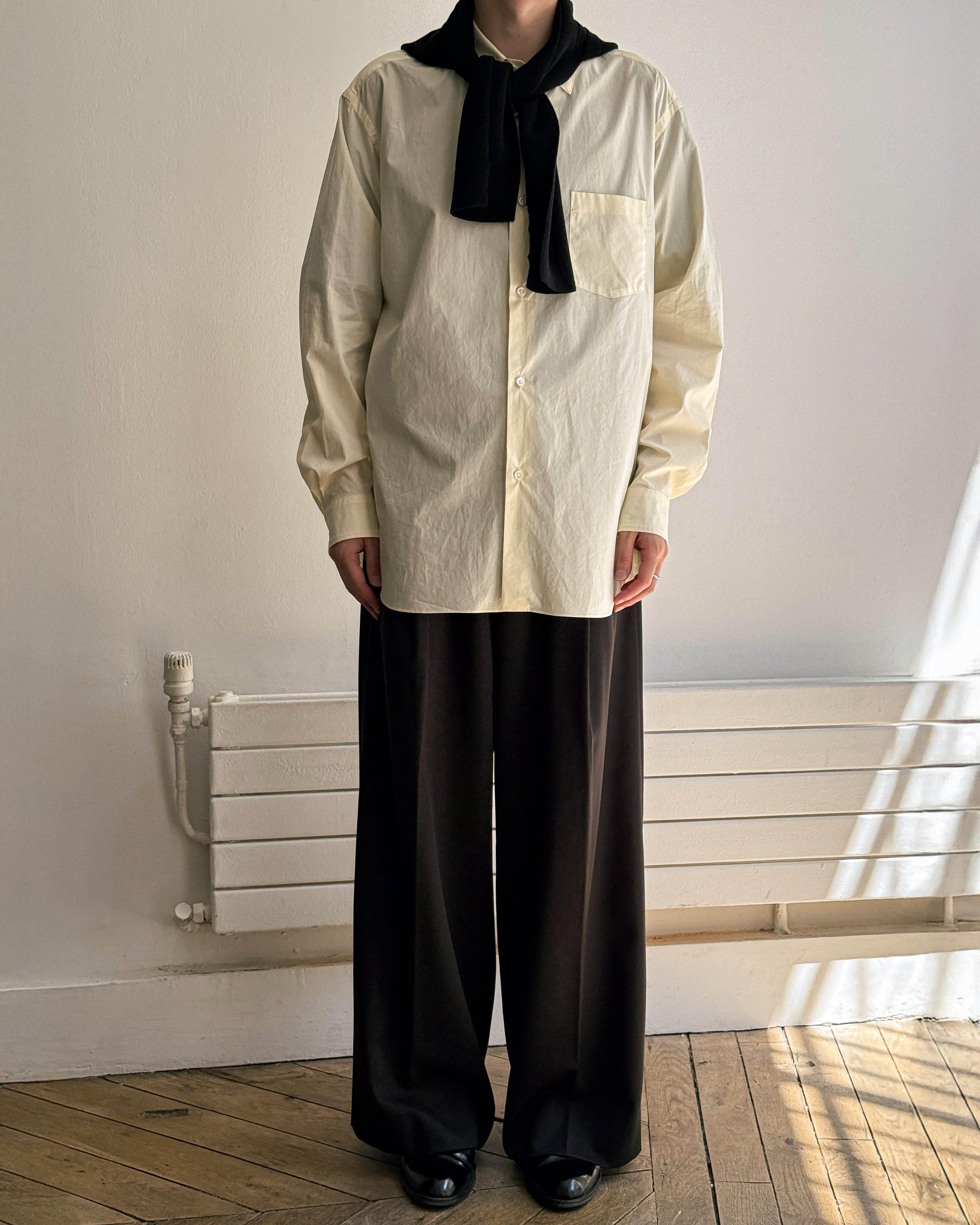 YELLOW SUVIN COTTON OVERSIZED REGULAR COLLAR SHIRT