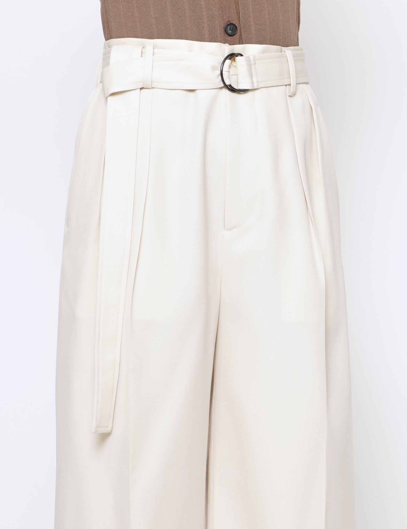 IVORY TWO TUCKS WIDE PANTS