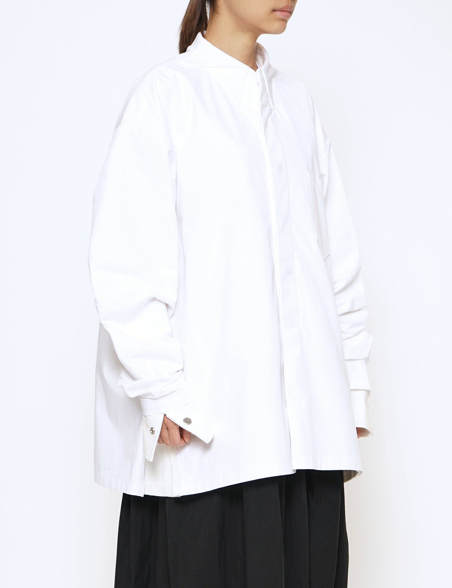 WHITE COTTON MOLDED BOLD SQUARE OVERSHIRT