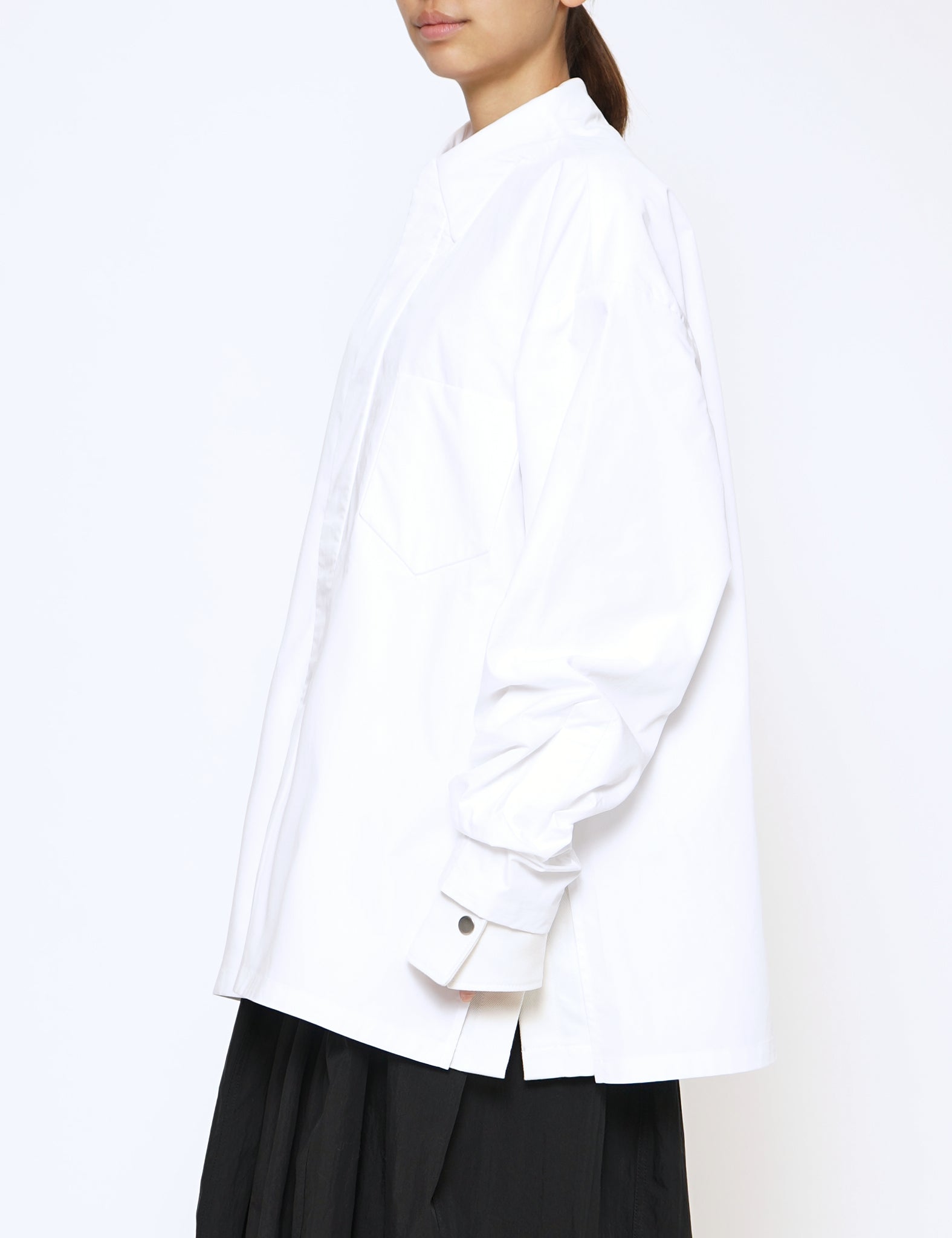 WHITE COTTON MOLDED BOLD SQUARE OVERSHIRT