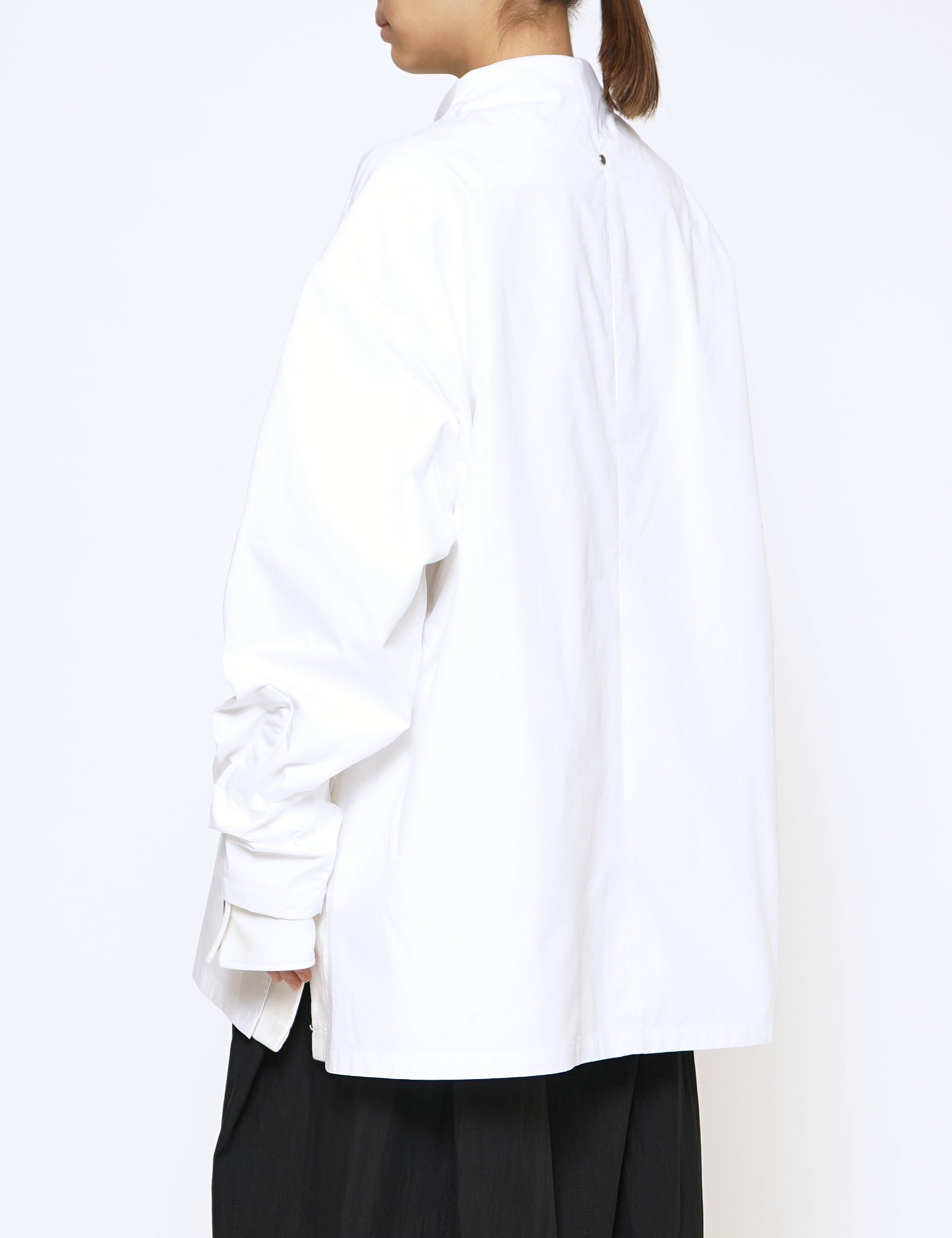 WHITE COTTON MOLDED BOLD SQUARE OVERSHIRT
