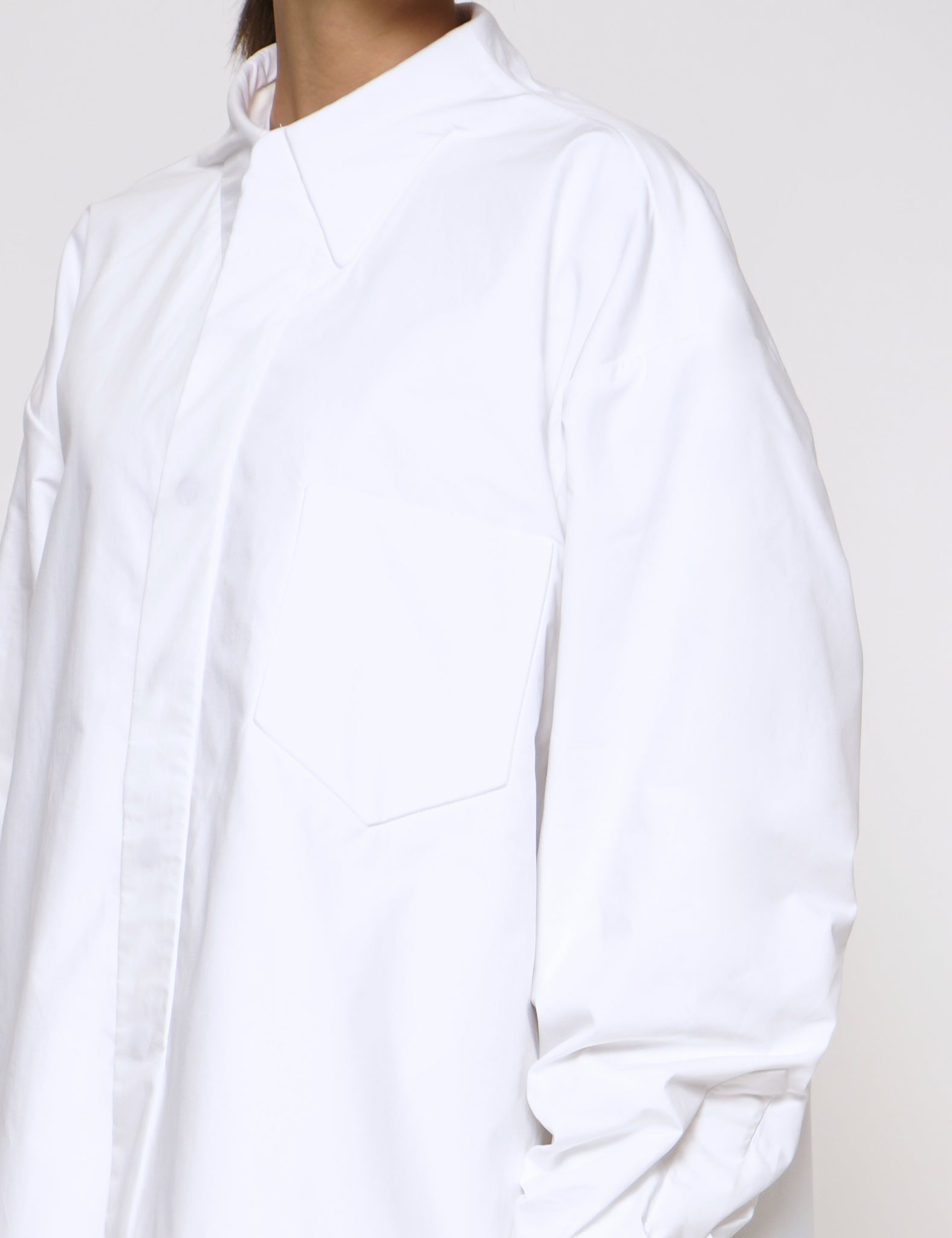 WHITE COTTON MOLDED BOLD SQUARE OVERSHIRT