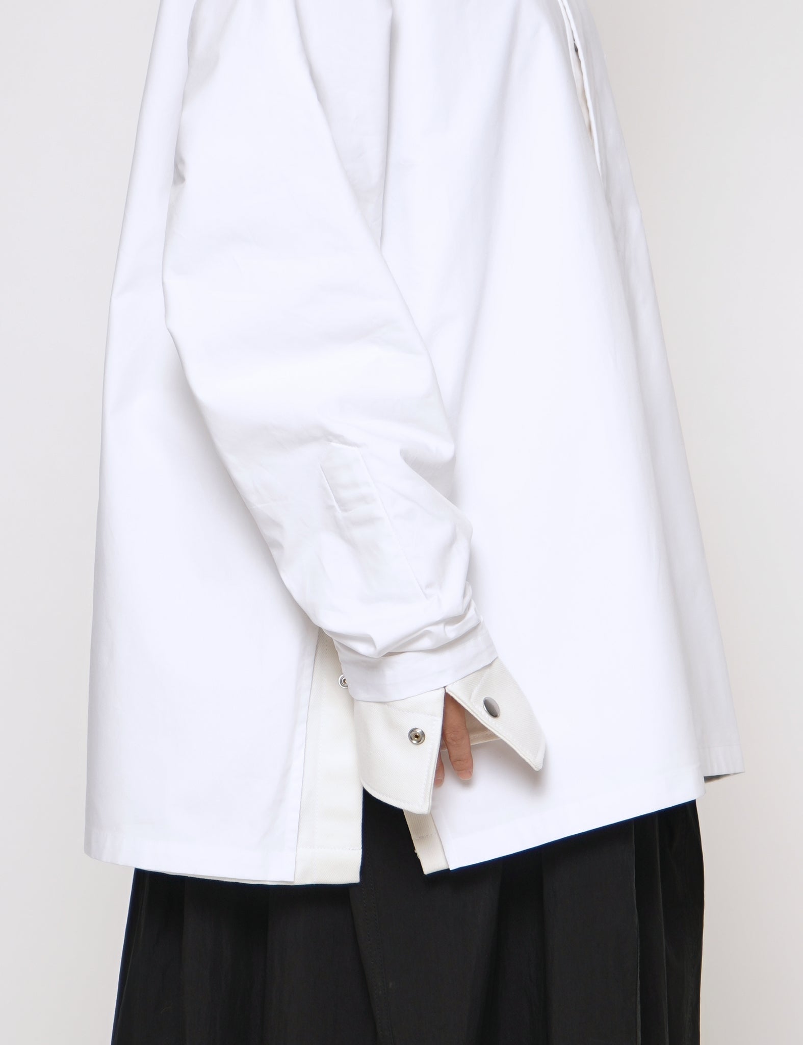 WHITE COTTON MOLDED BOLD SQUARE OVERSHIRT