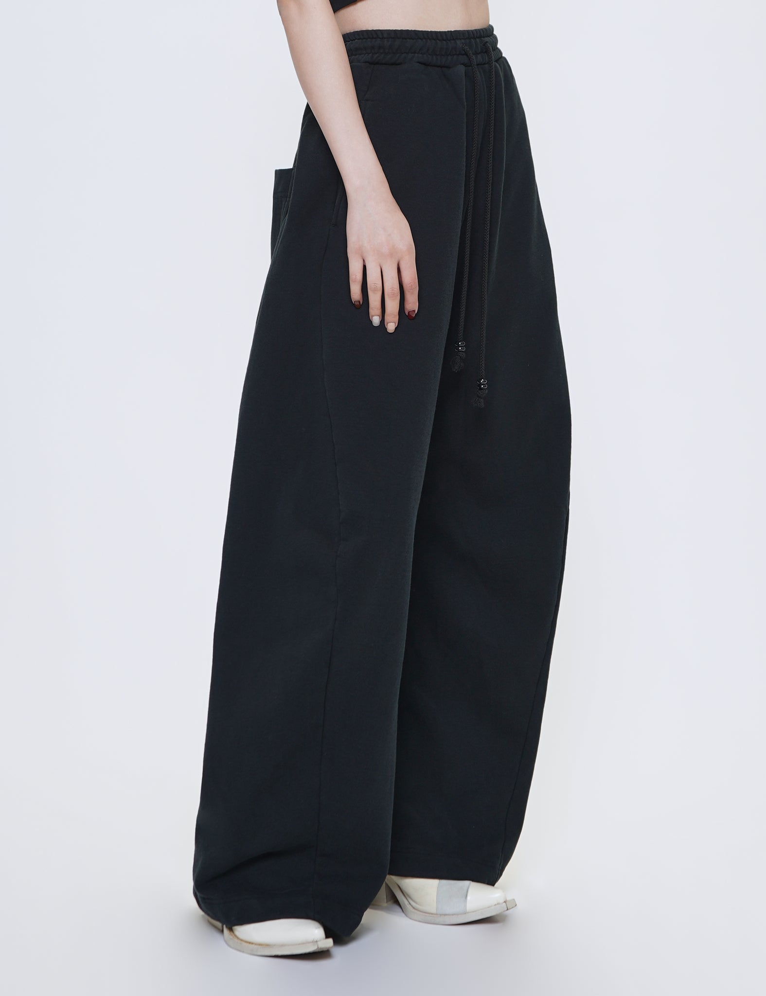 BLACK 3D TWISTED LOUNGE WIDE PANTS