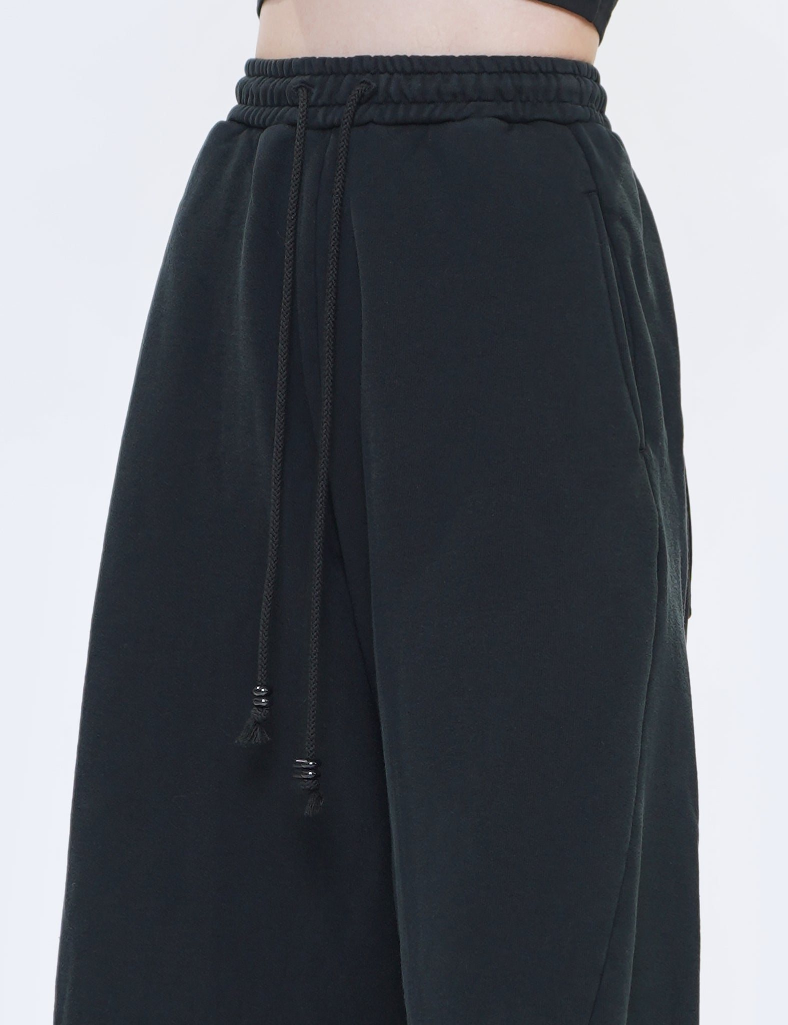 BLACK 3D TWISTED LOUNGE WIDE PANTS