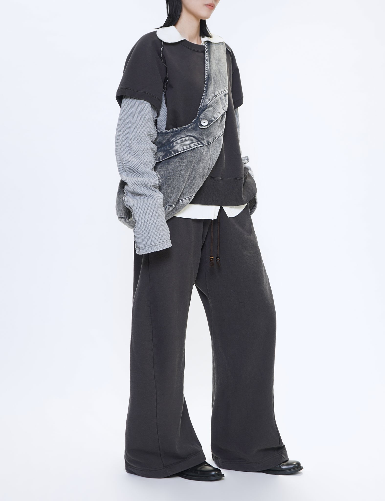 DARK BROWN 3D TWISTED LOUNGE WIDE PANTS