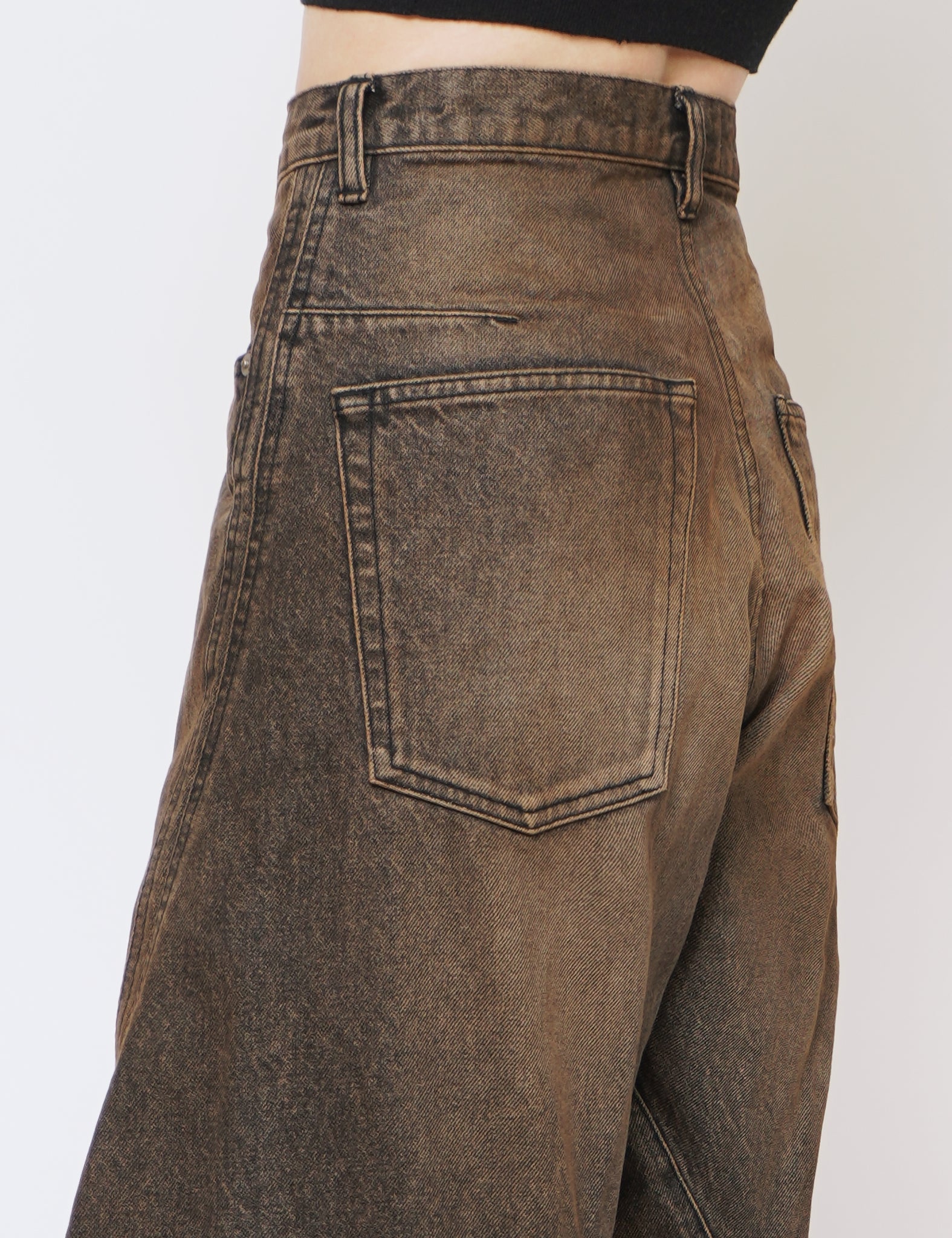 MUD FADED BLACK 3D TWISTED WIDE LEG JEANS