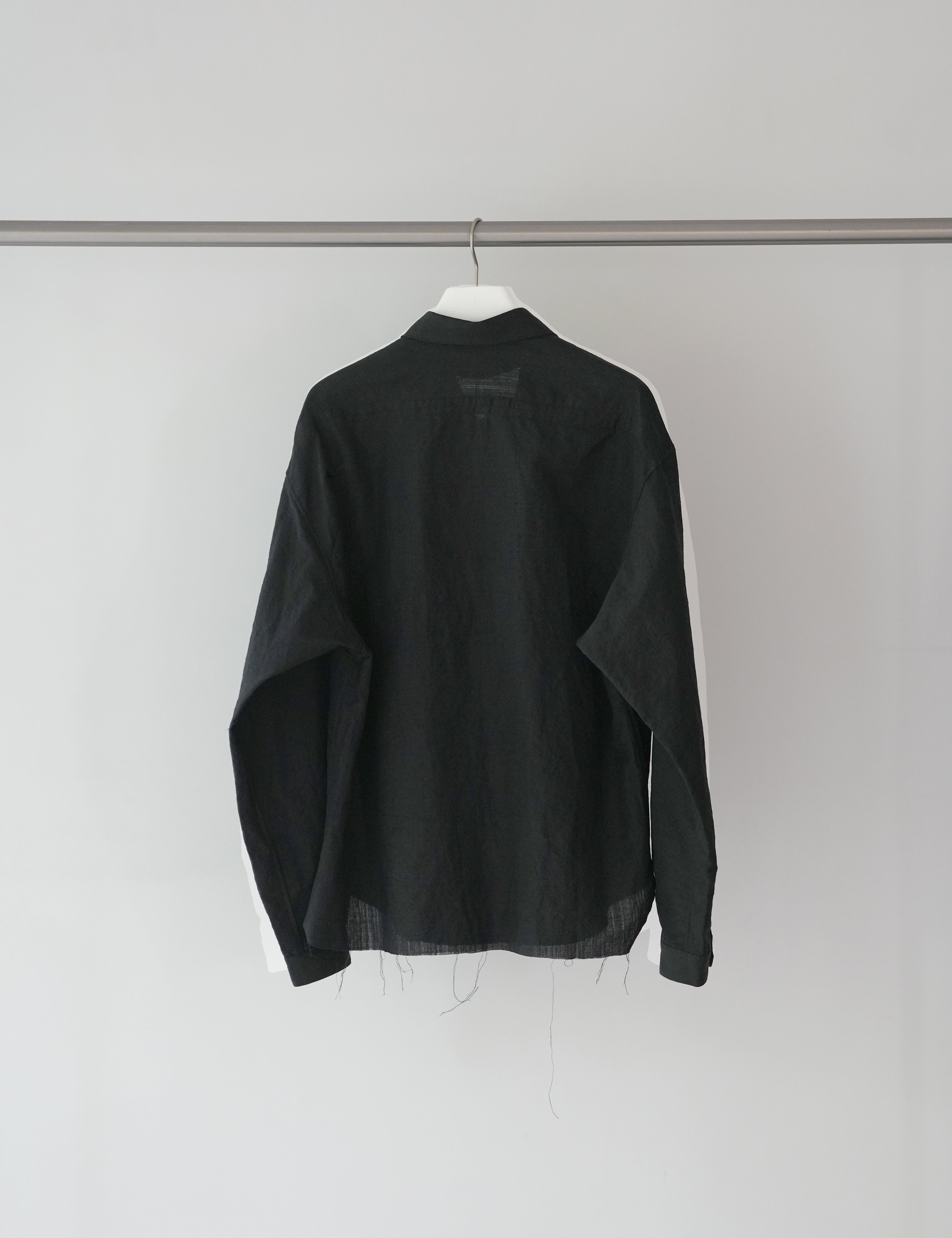 BLACK WOOL LINEN RE-WORKED SHIRTS
