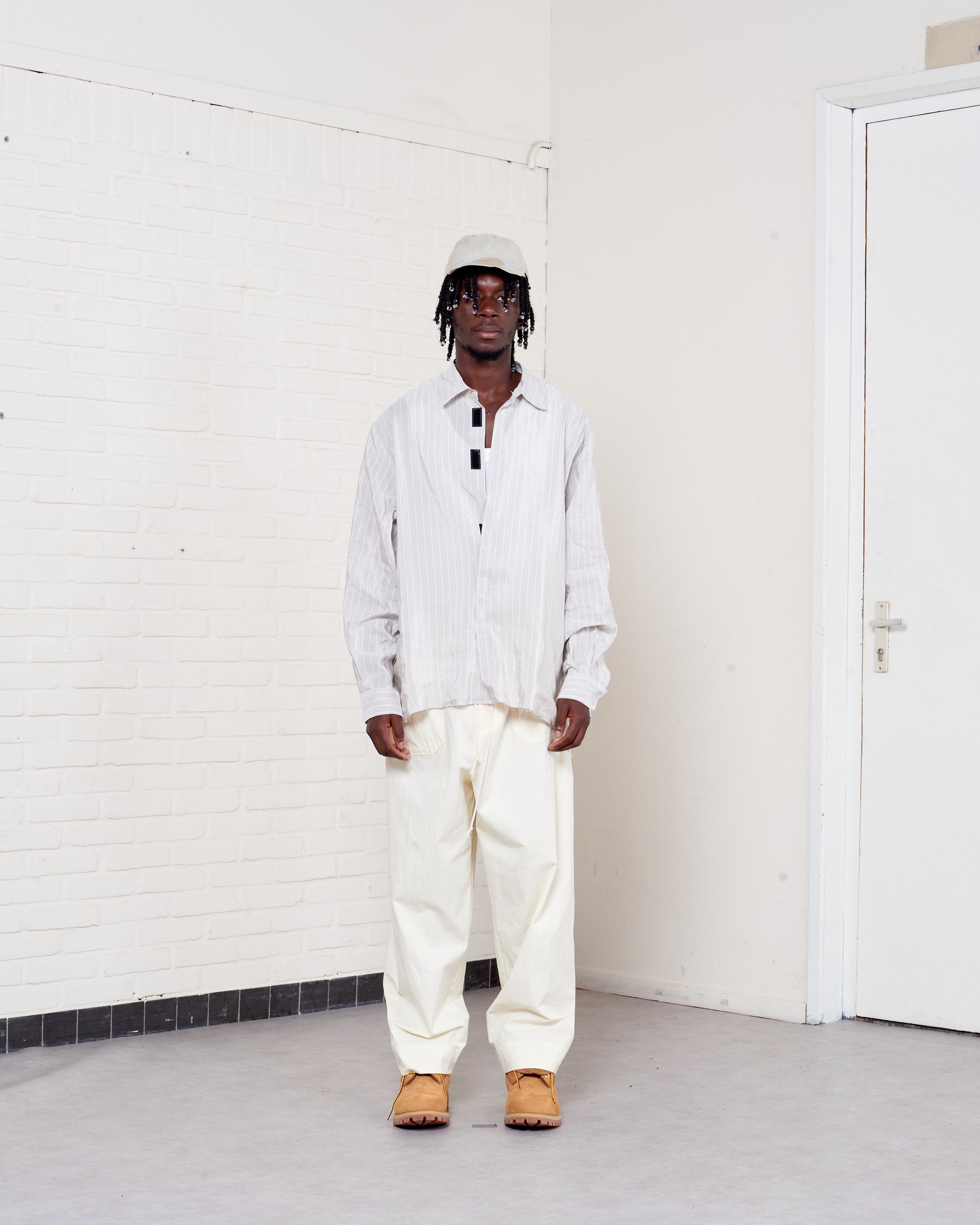 GREY/WHITE STRIPE BIG SHIRT VELCRO