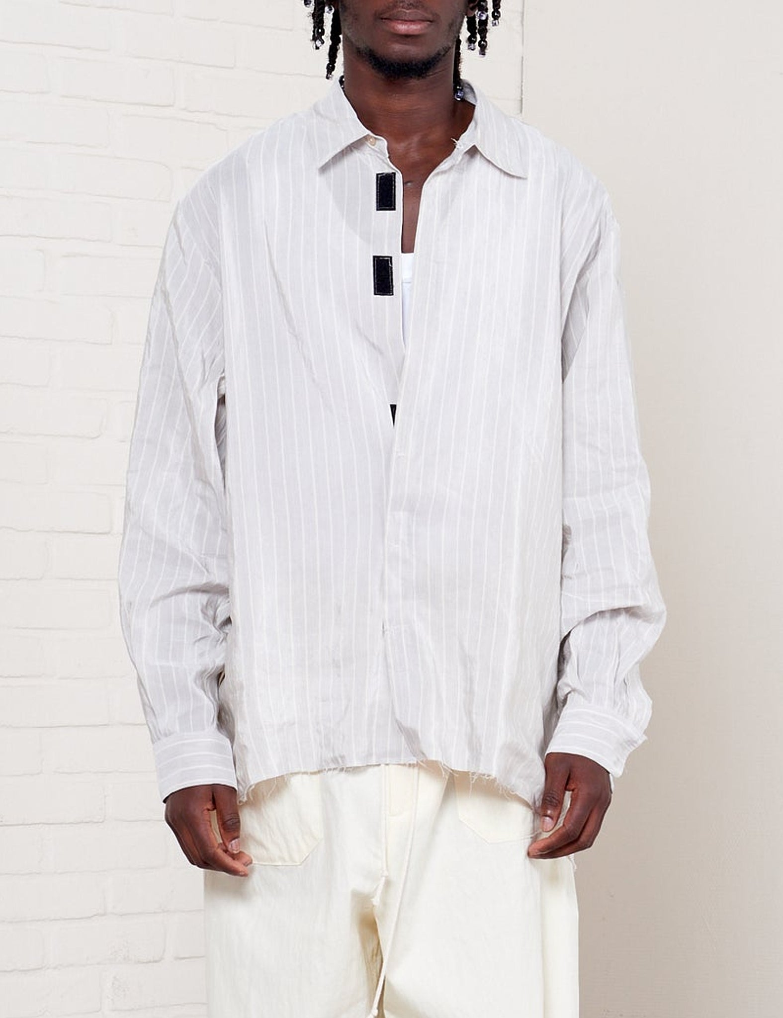 GREY/WHITE STRIPE BIG SHIRT VELCRO