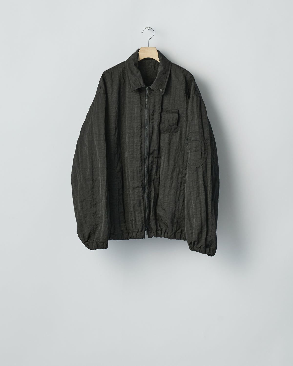 ssstein BLACK BIO WASHED NYLON OVERSIZED FIGHT JACKET