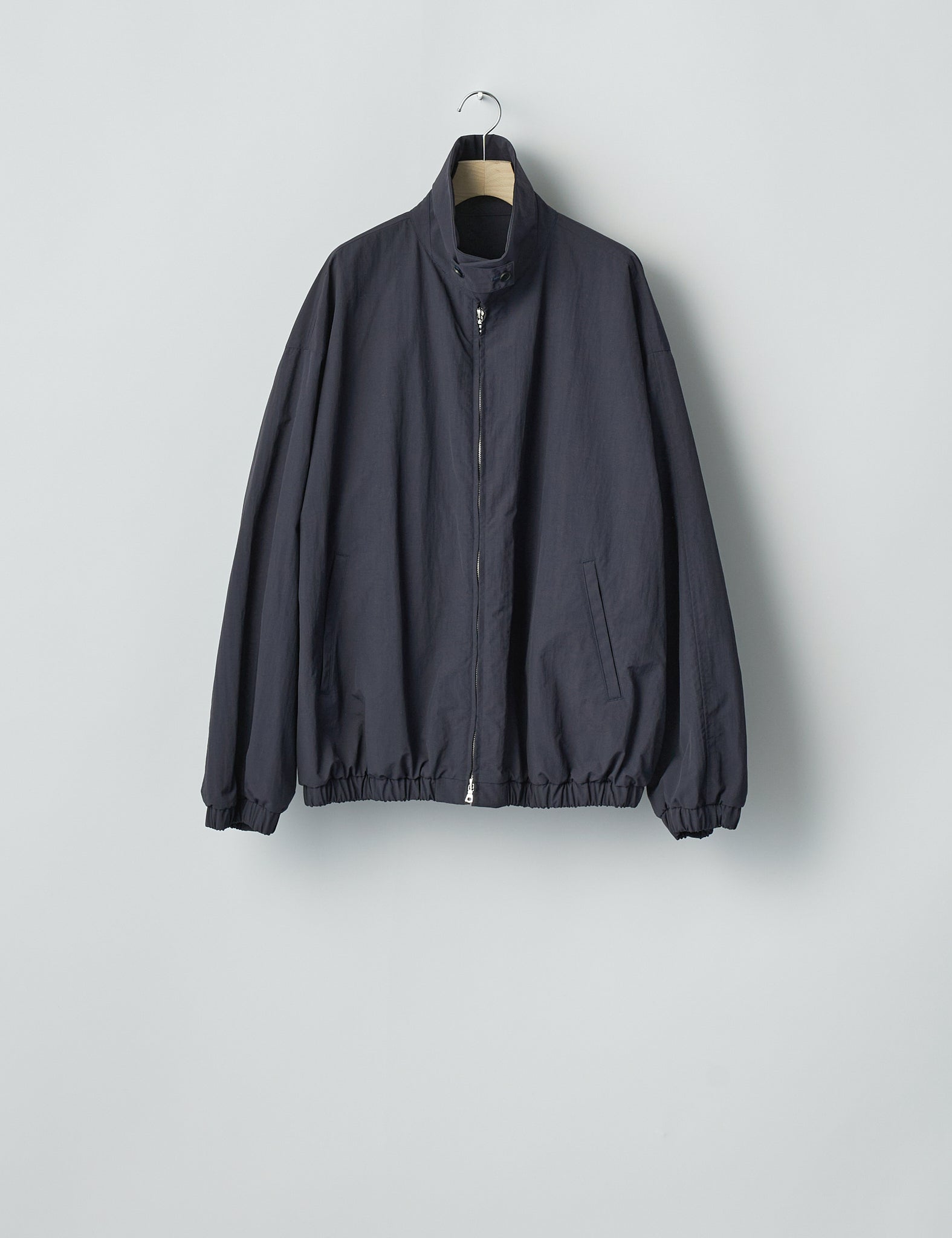 DARK NAVY RECYCLED NYLON OVERSIZED ZIP JACKET