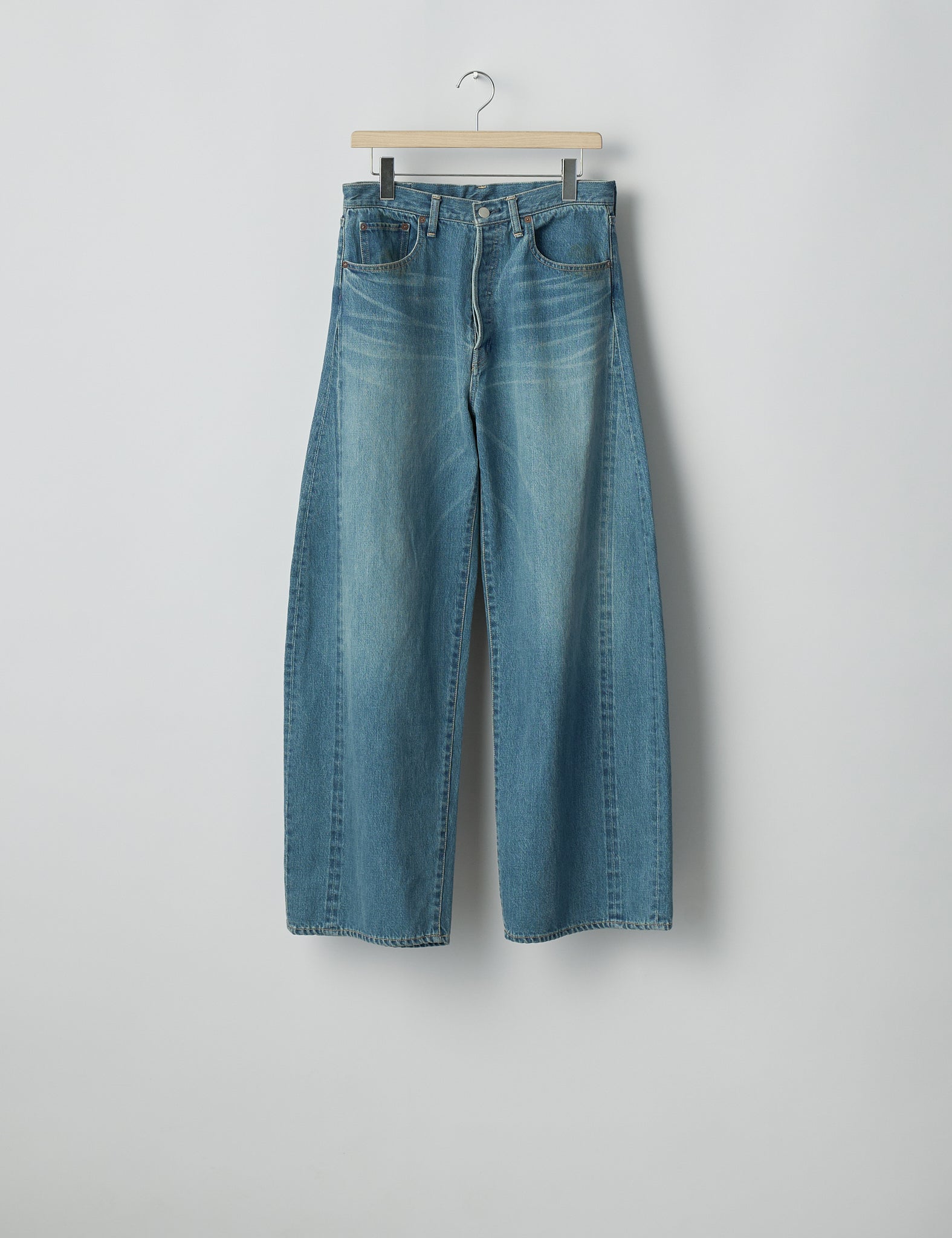 INDIGO DEFORMATION WIDE DENIM JEANS