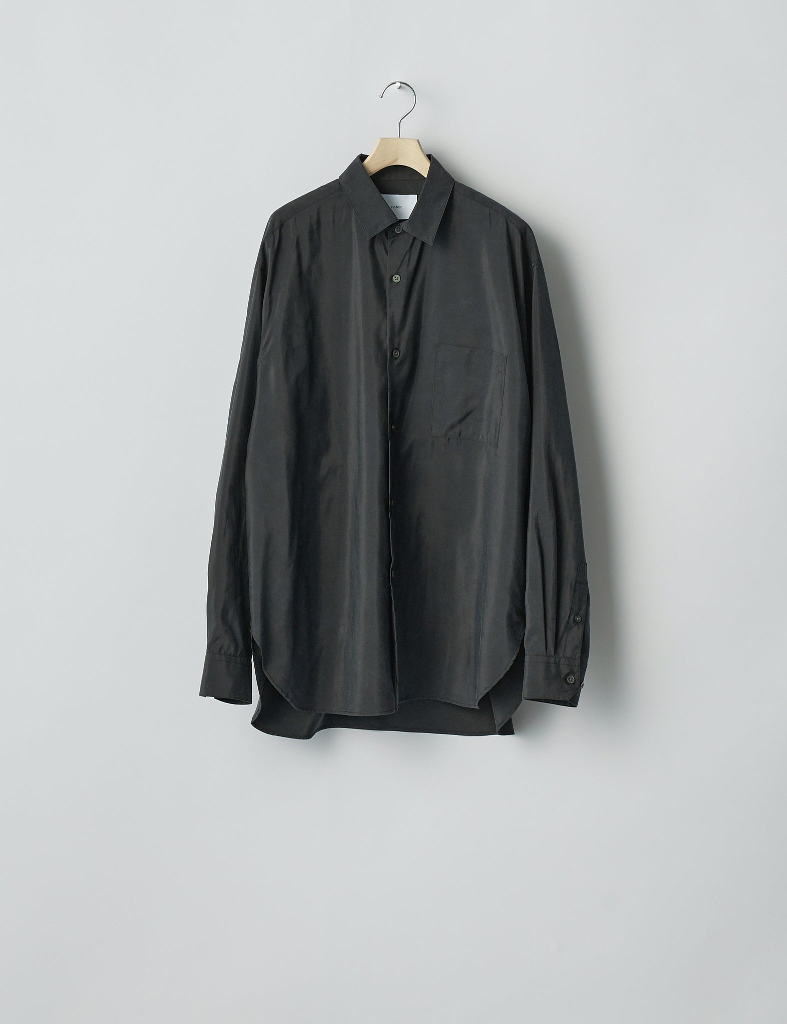 BLACK SILK NYLON OVERSIZED DOWN PAT SHIRT