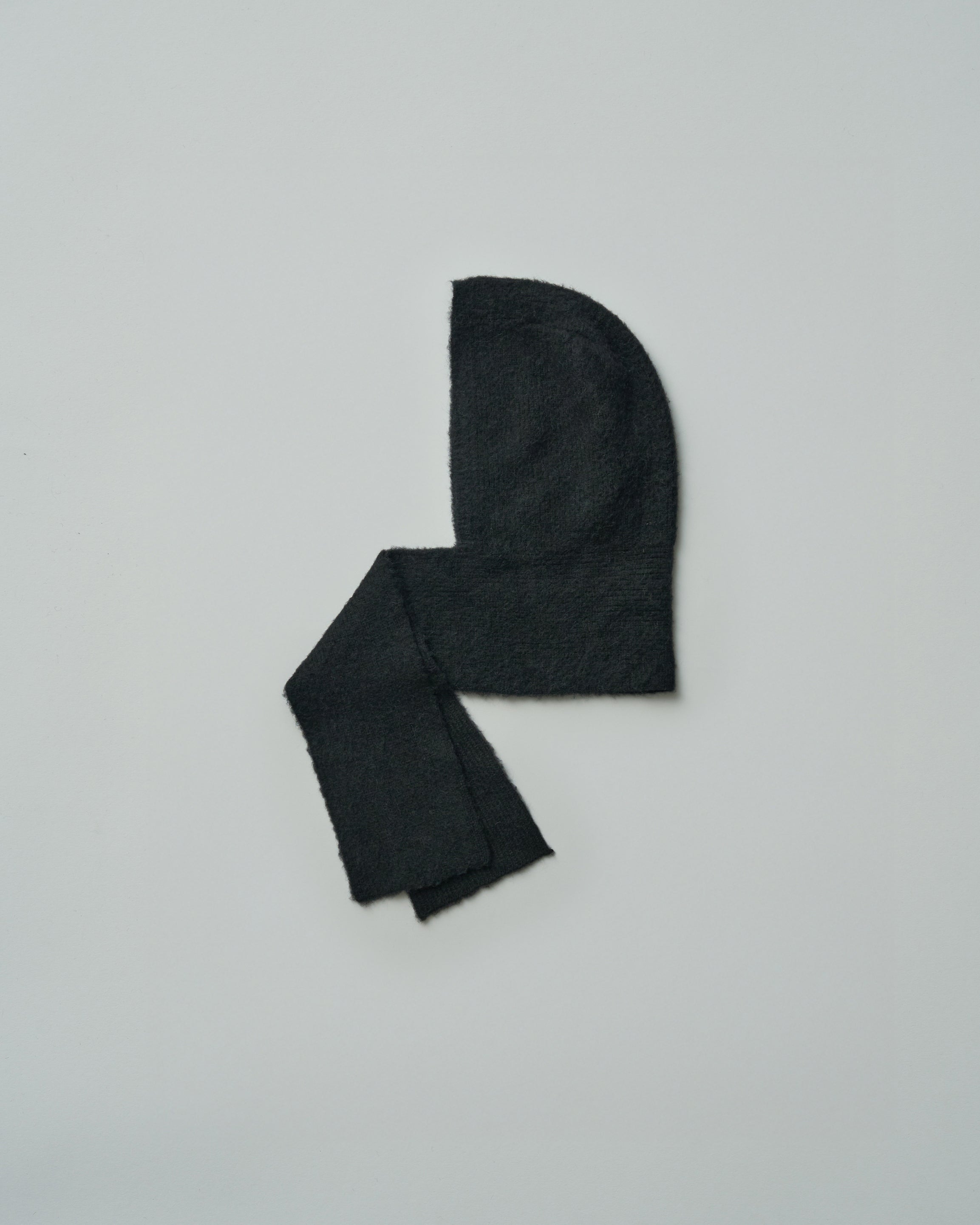 BLACK WOOL/ALPACA MILLED KNIT BALACLAVA