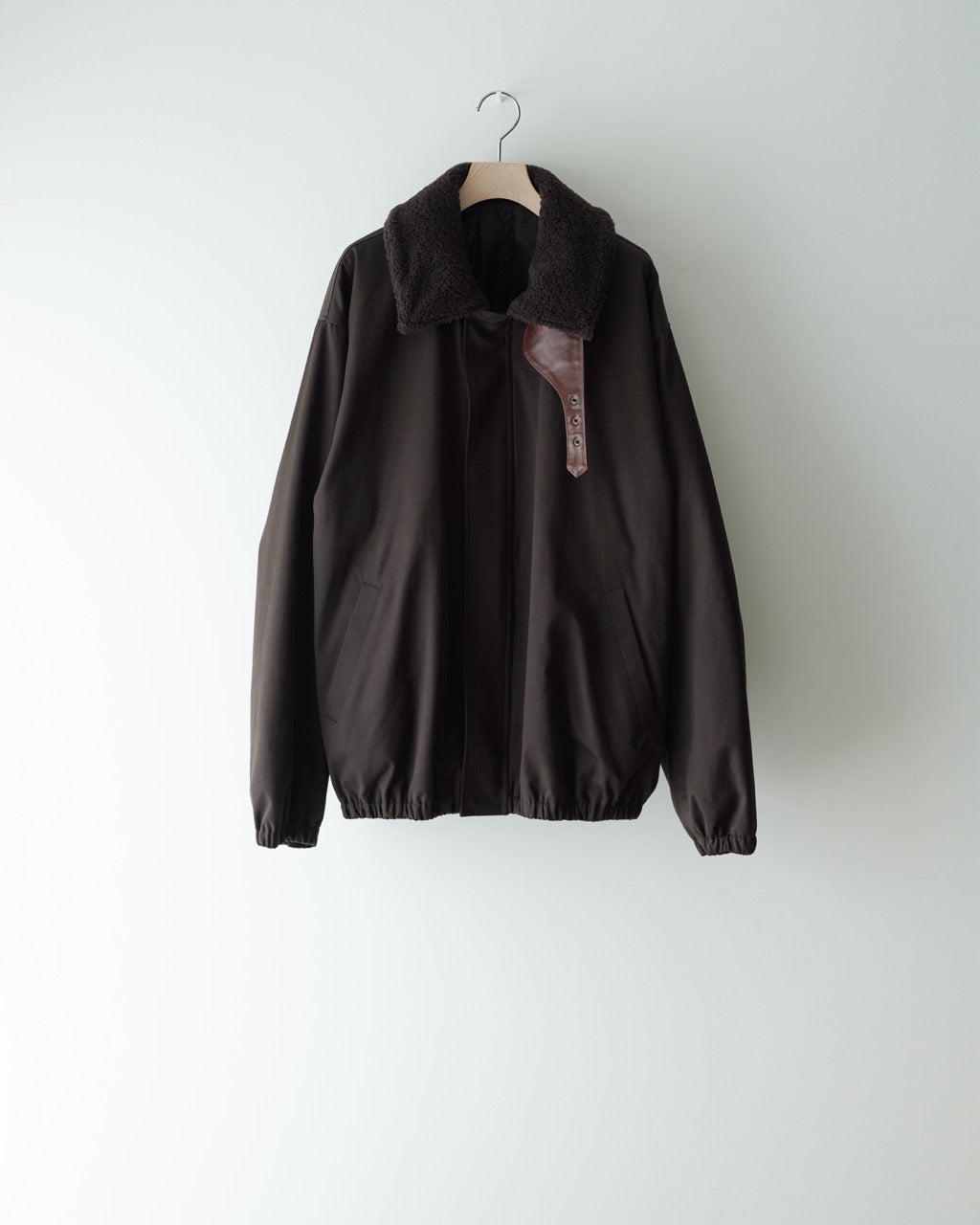 DARK BROWN MOUTON COLLAR PADDED JACKET