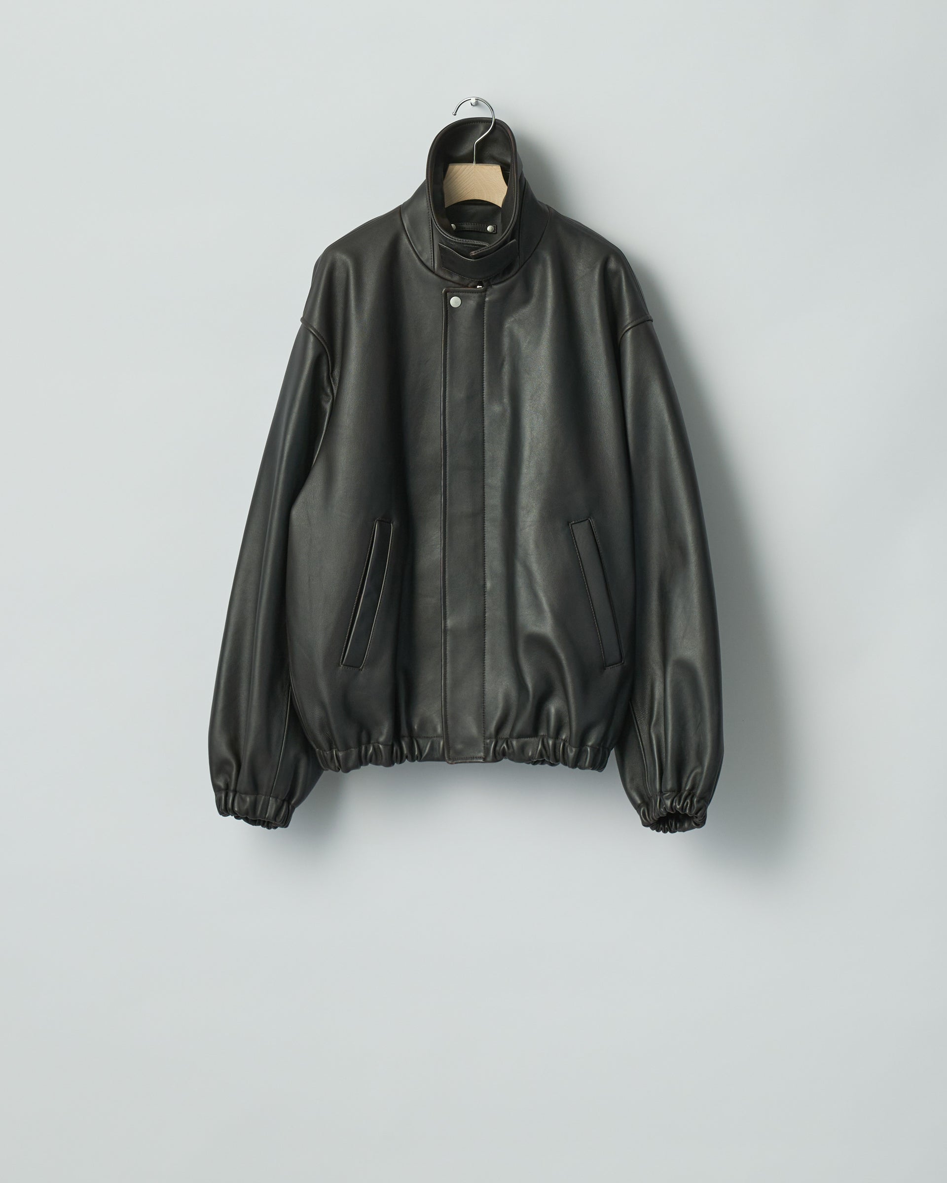 ssstein Leather Zip Short Jacket ダークブラウン SHEEP LEATHER ZIP SHORT JACKET – ssstein