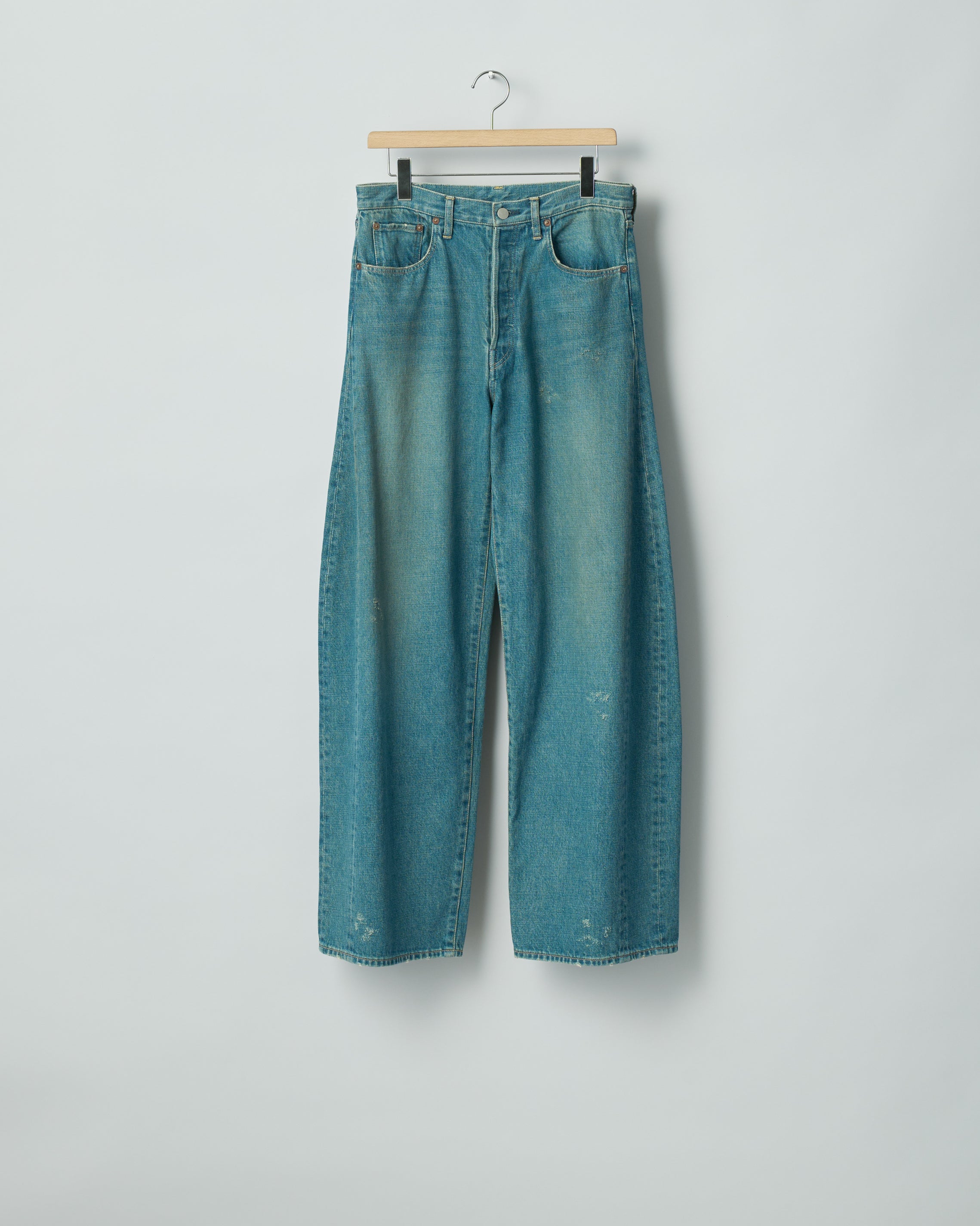 ssstein INDIGO DEFORMATION WIDE DENIM JEANS