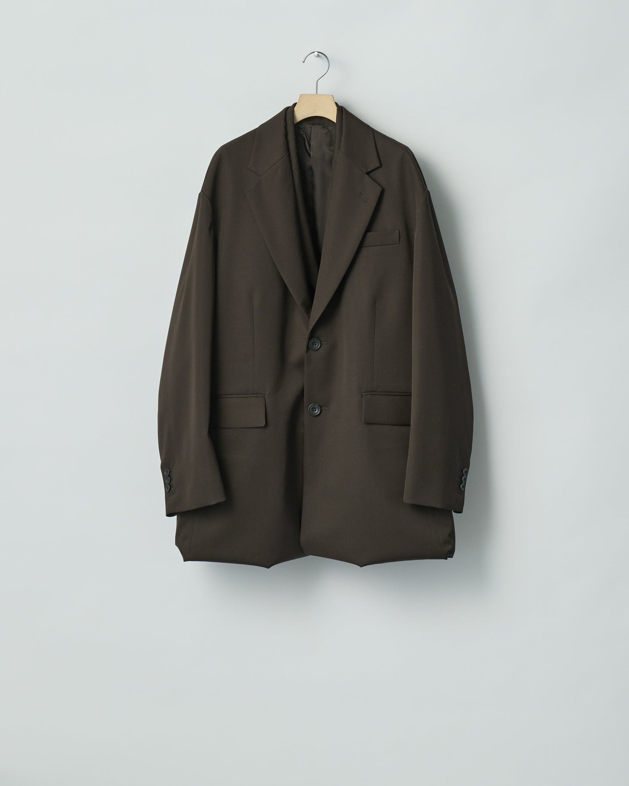 DARK BROWN OVERSIZED LAYERED COMBINATION JACKET