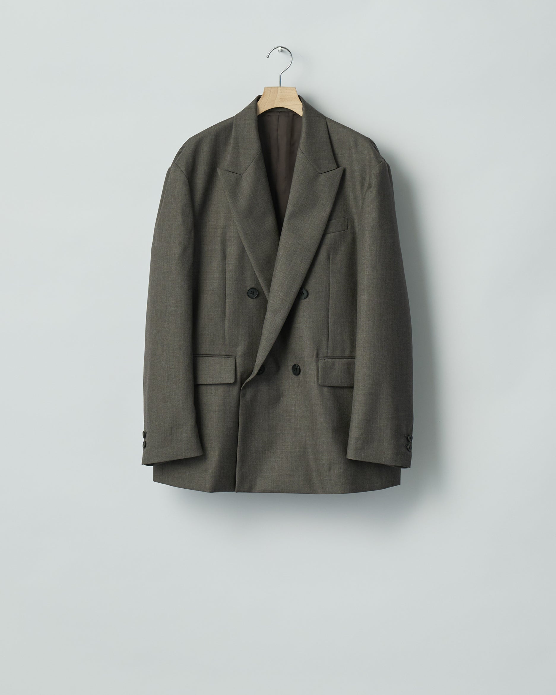 BROWN GREY EXTRA FINE WOOL DOUBLE BREASTED BLAZER