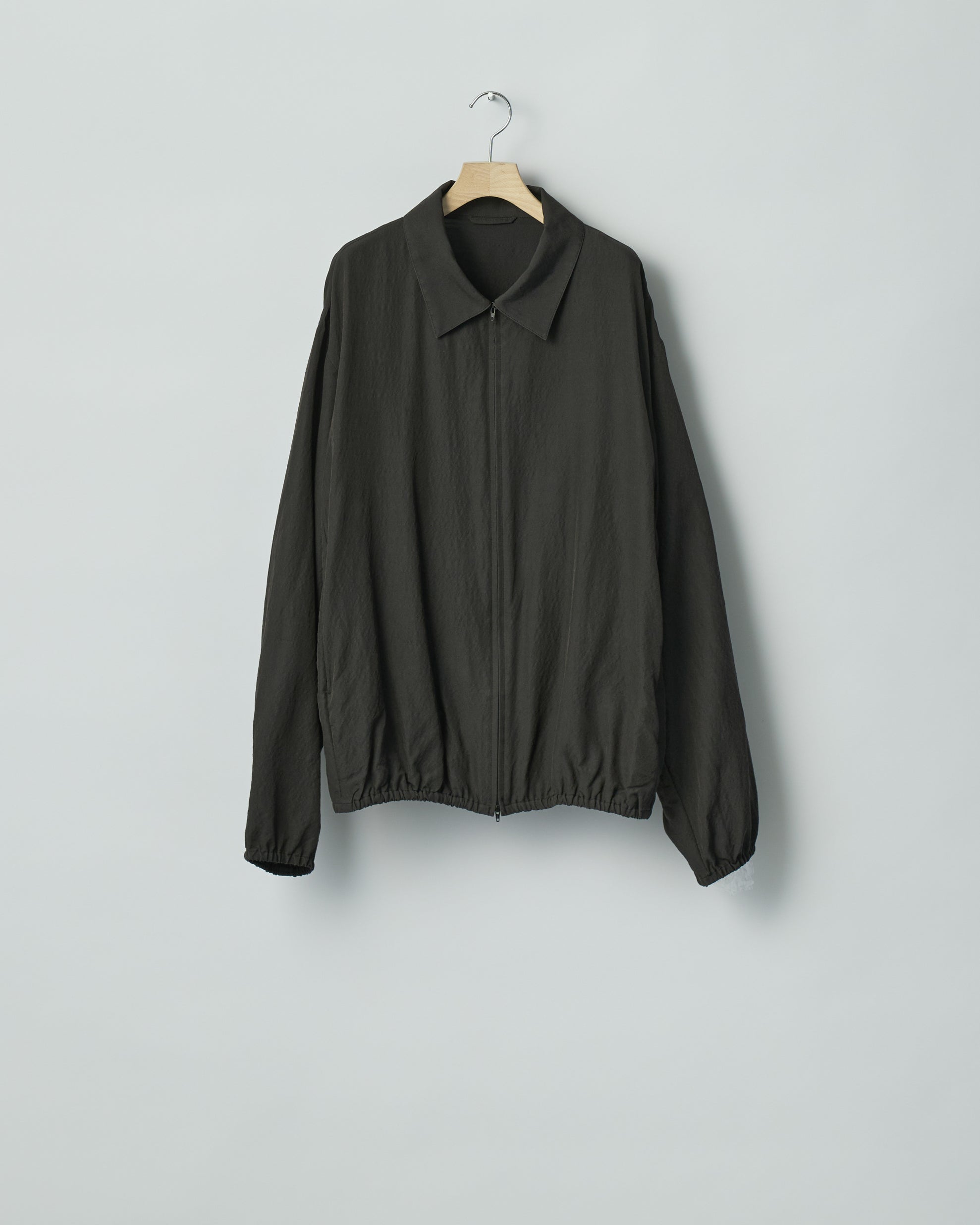 ssstein DARK CHARCOAL WOOL SILK COLLARED ZIP JACKET