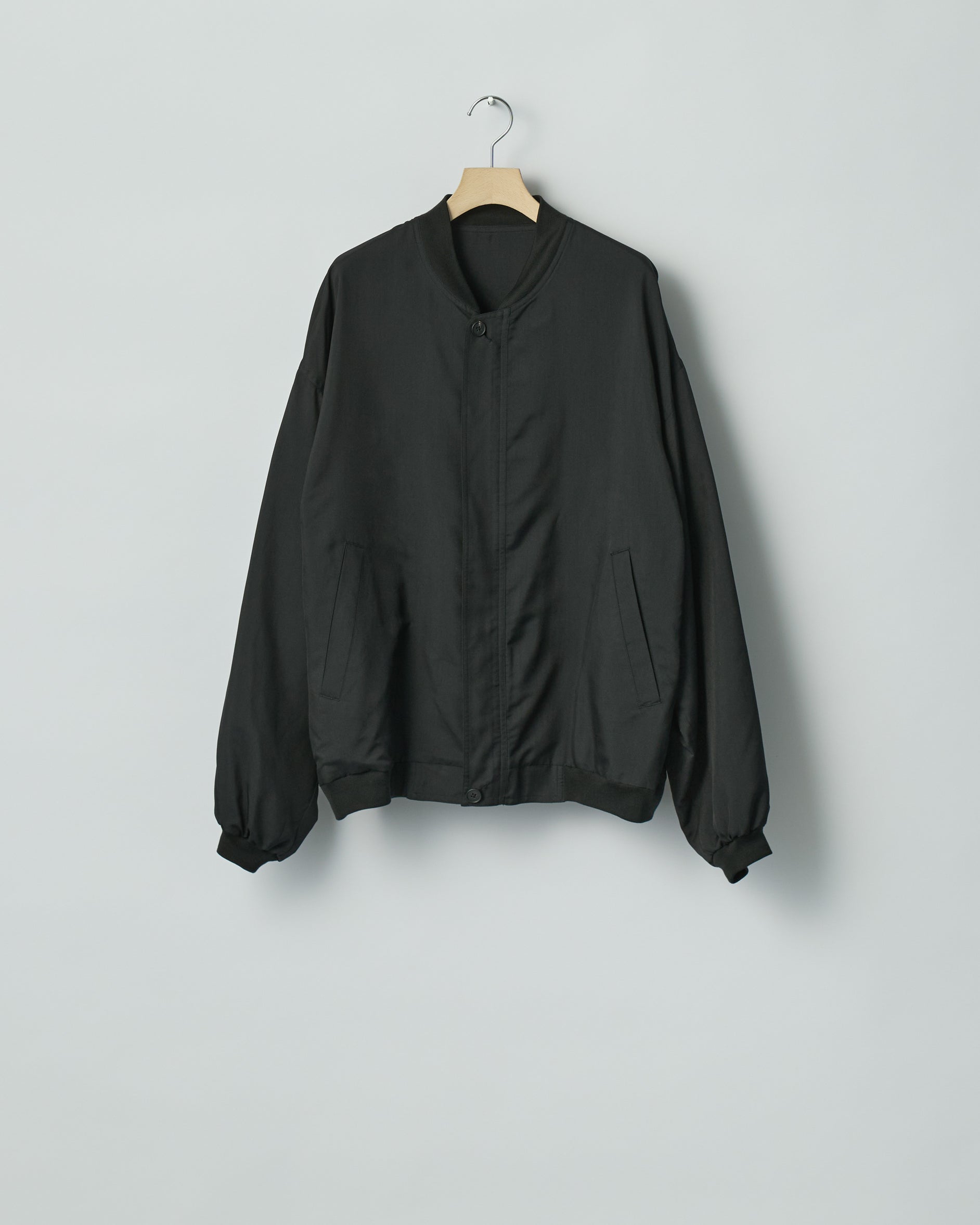 BLACK SILK CUPRO TWILL LIGHT FLIGHT JACKET