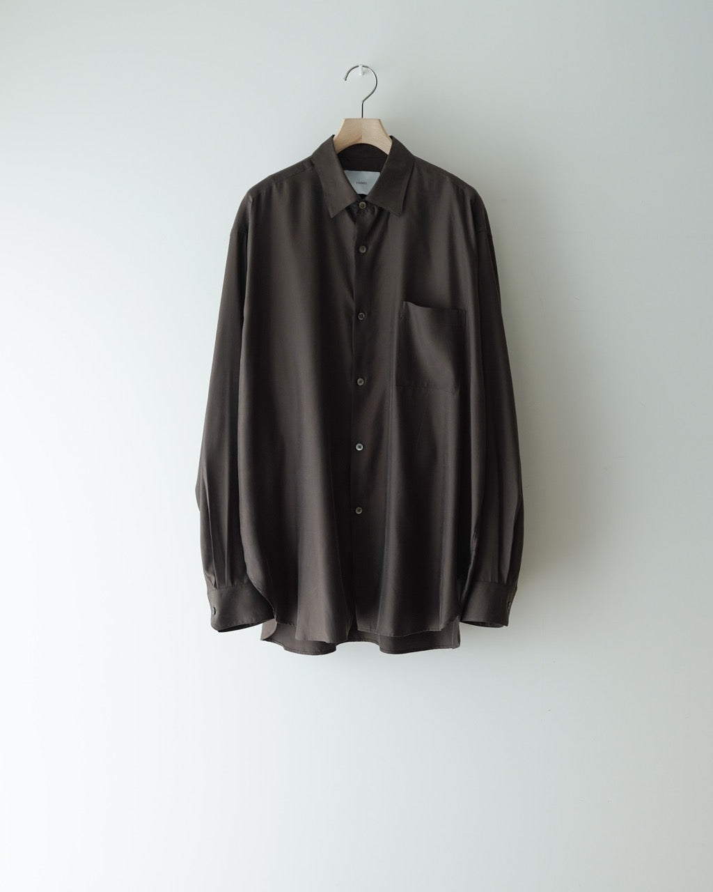 DARK BROWN CUPRO TWILL OVERSIZED LS SHIRT