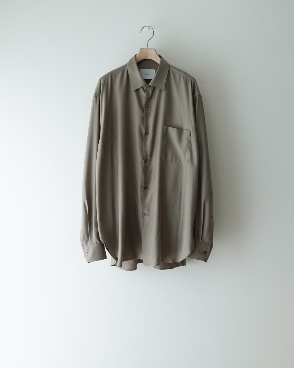 TAUPE CUPRO TWILL OVERSIZED LS SHIRT