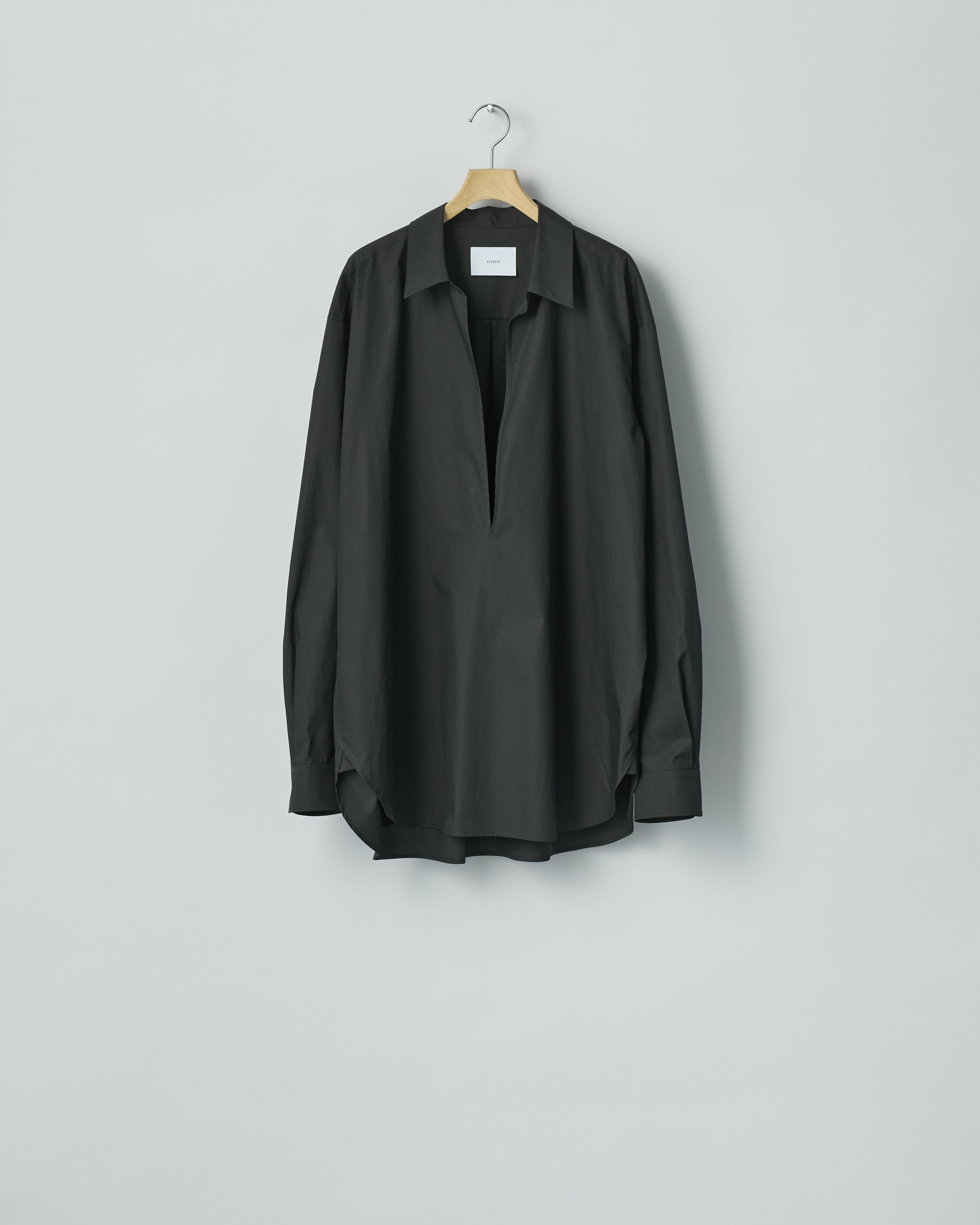 BLACK SUVIN COTTON OVERSIZED SKIPPER SHIRT