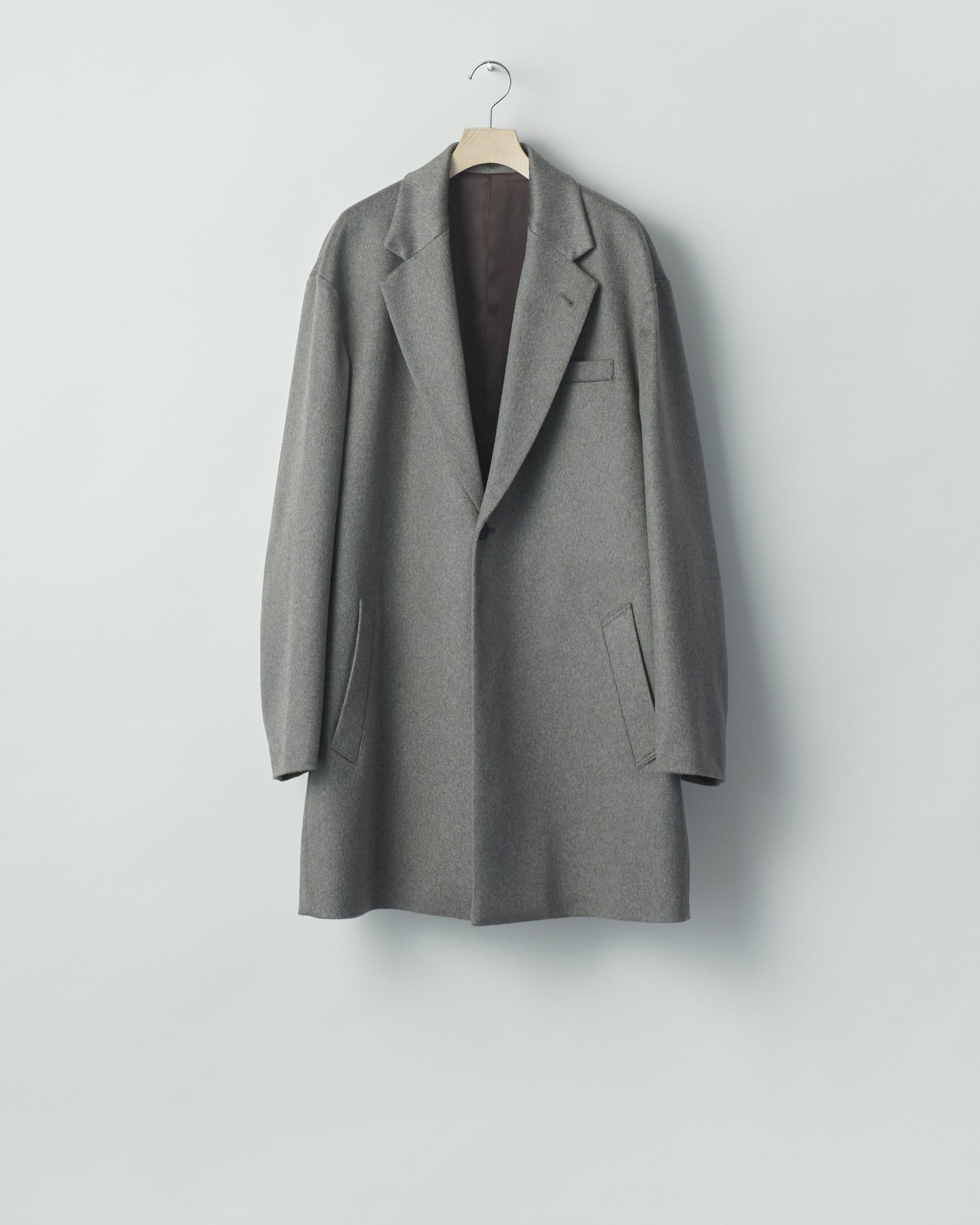 TAUPE WOOL DOESKIN HALF COAT