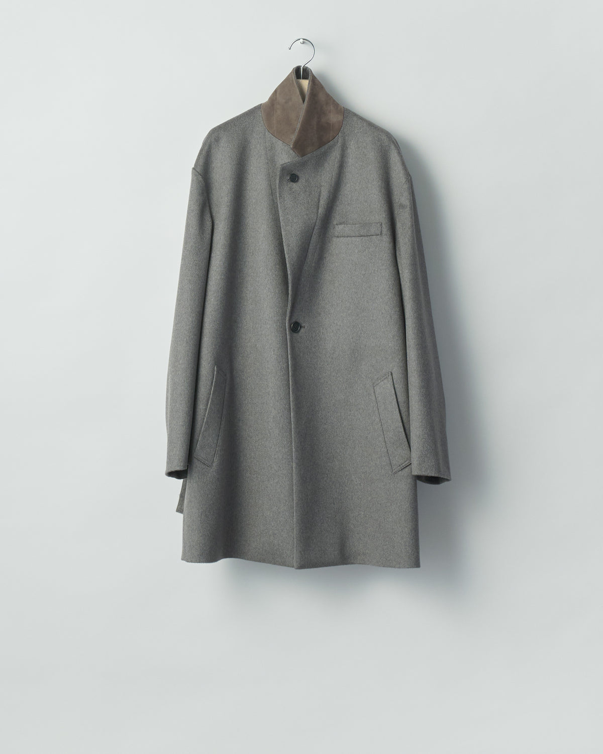 TAUPE WOOL DOESKIN HALF COAT